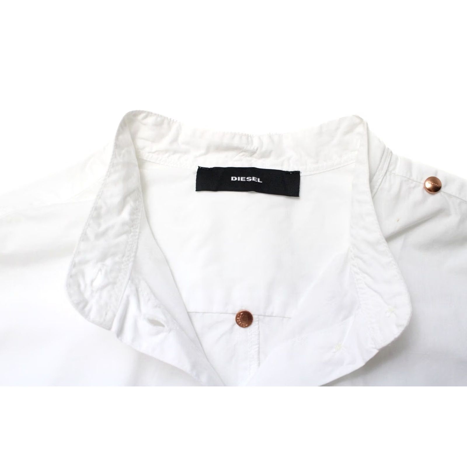 Diesel DIESEL Shirt Women 2XS Button Up Band Collar Denim Pockets White Size XXS / US 00 / IT 34 - 4 Thumbnail