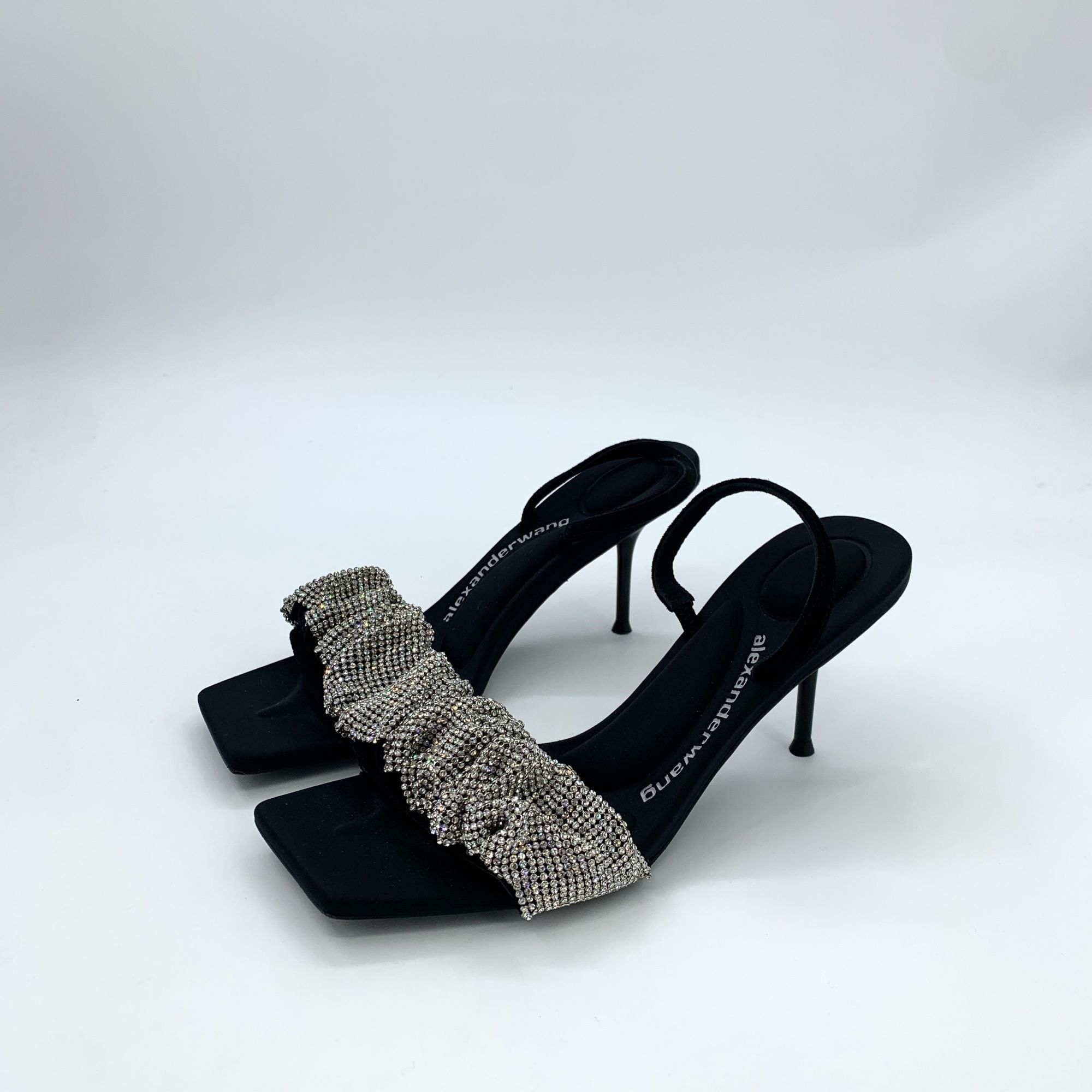 Alexander Wang Satin & Rhinestone Embellished Heeled Sandals