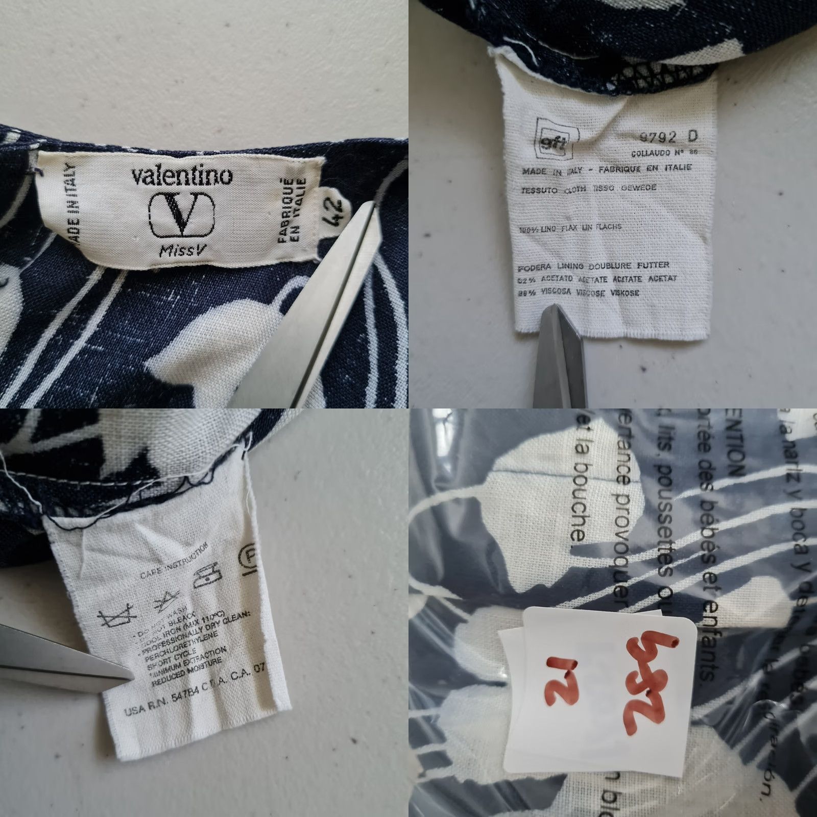 Valentino VINTAGE Valentino Top Womens 42 / US 6 Blue Floral Linen Relaxed Romantic Blouse 100% Linen Size M / US 6-8 / IT 42-44 - 11 Thumbnail
