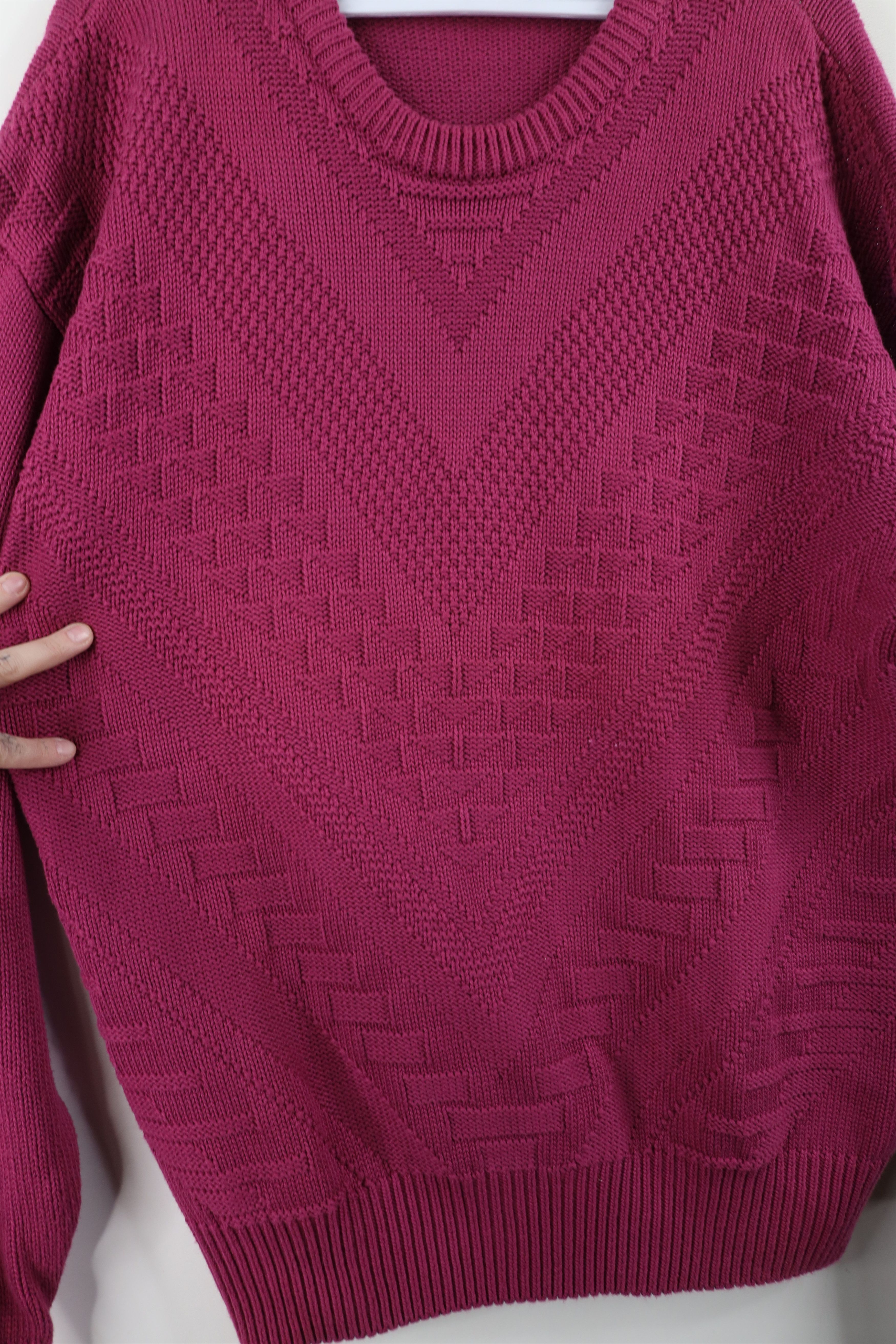 Vintage Vintage 70s 80s Streetwear Geometric Cotton Knit Sweater Size US L / EU 52-54 / 3 - 5 Thumbnail