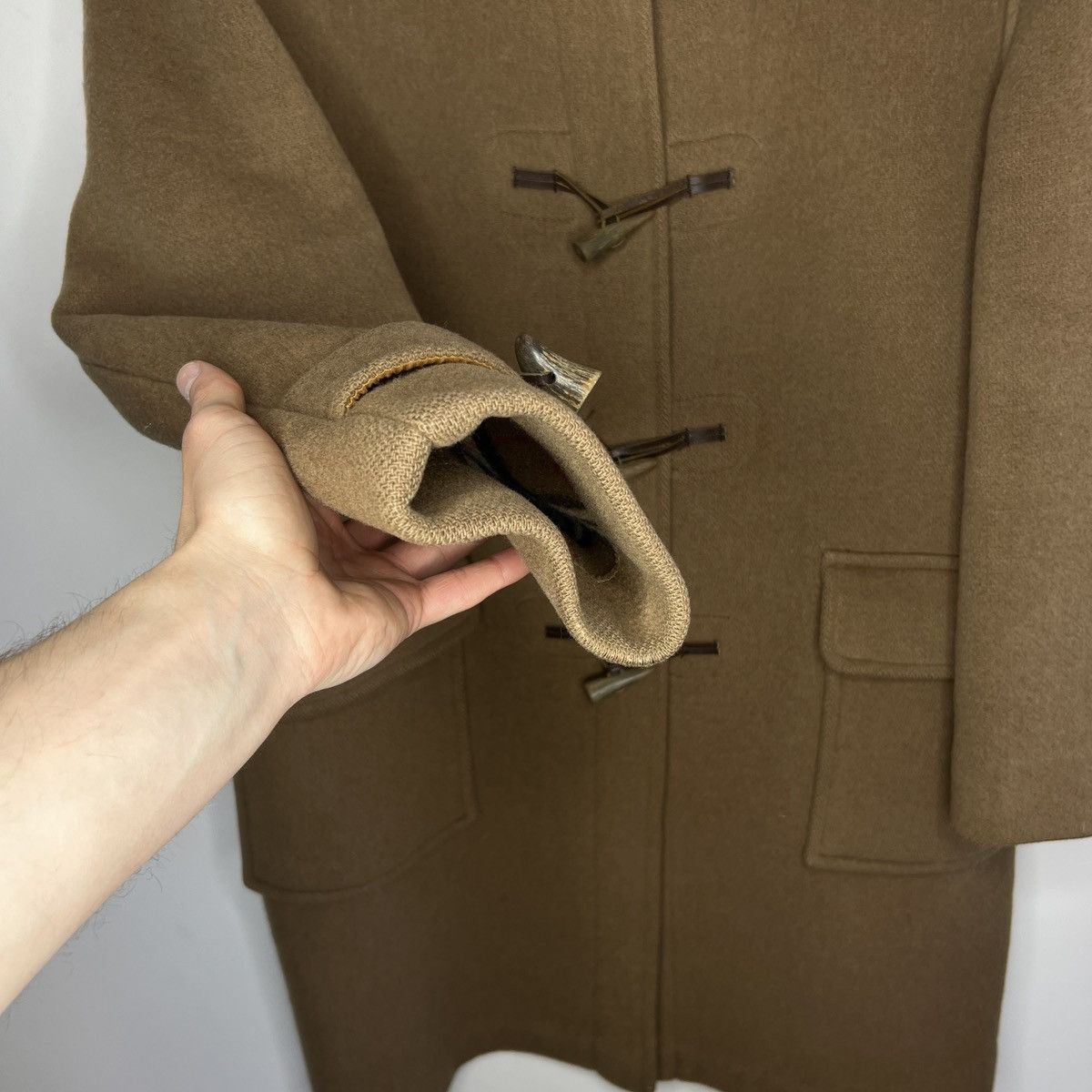 Burberry × Other UK BROWN BURBERRY DUFFLE COAT JACKET BLAZER WOOL ENGLAND OLD Size US L / EU 52-54 / 3 - 8 Thumbnail