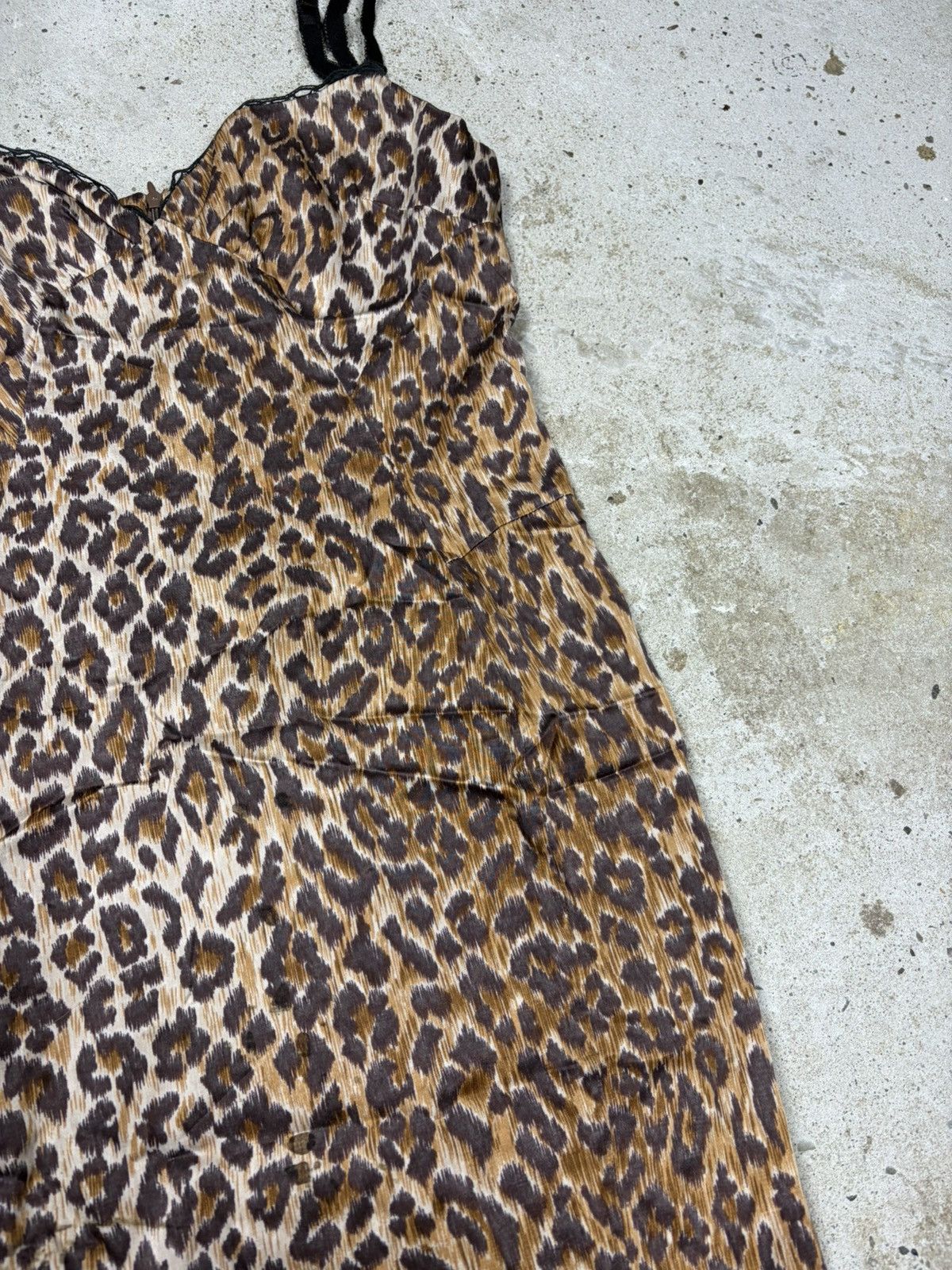 Dolce & Gabbana Vintage 2000s Dolce & Gabbana Leopard Print Slip Dress Lace Size M / US 6-8 / IT 42-44 - 5 Thumbnail
