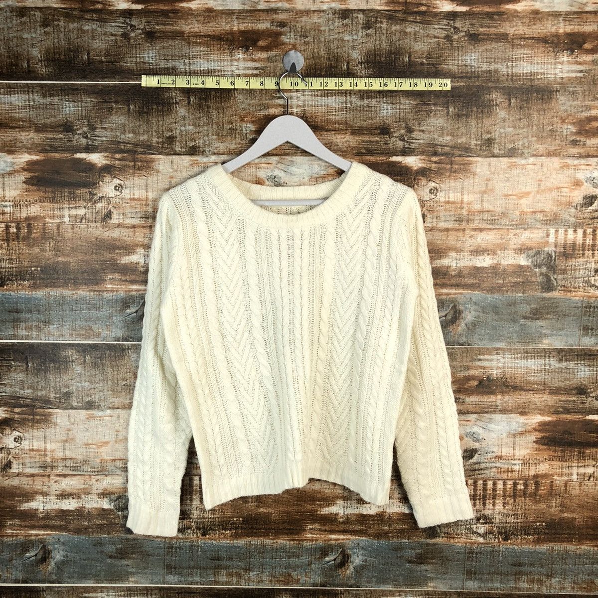 Homespun Knitwear × Japanese Brand Ray Cassim White cable Knitwear #A1553 Size S / US 4 / IT 40 - 1 Thumbnail