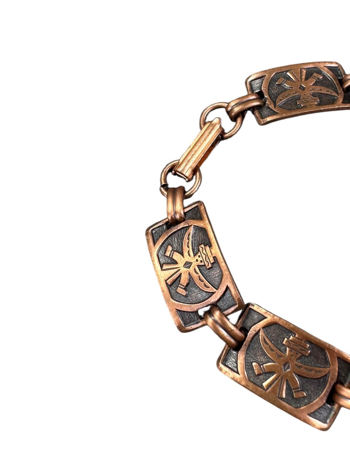 Native ZUNI NATIVE AMERICAN KNIFEWING KACHINA COPPER BRACELET Size ONE SIZE - 4 Thumbnail