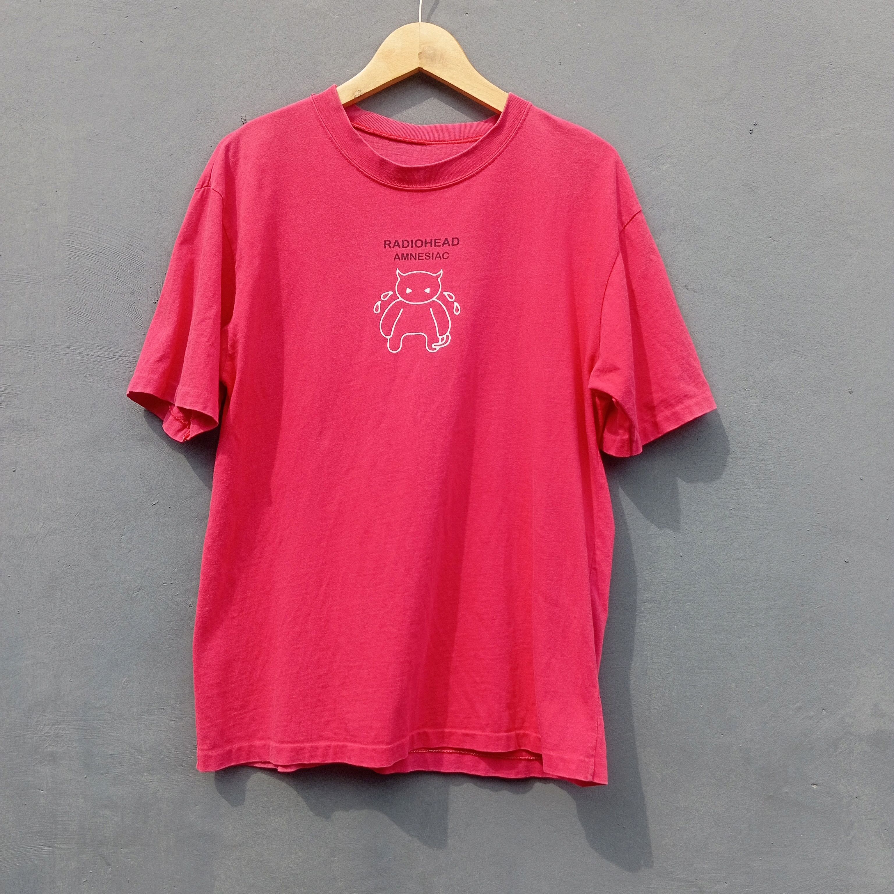 image of Band Tees x Vintage Radiohead Amnesia Promo T Shirt Y2K in Red/White, Men's (Size Medium)
