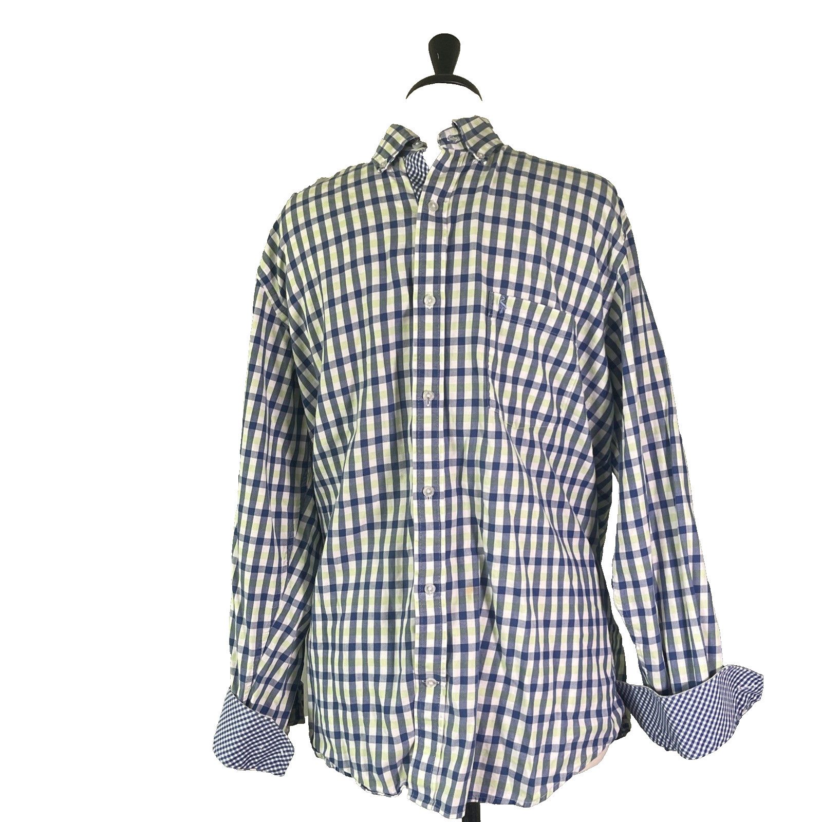 Tailorbyrd Tailorbyrd Men's Large Blue Check Button Down L/S Shirt Size US L / EU 52-54 / 3 - 1 Thumbnail