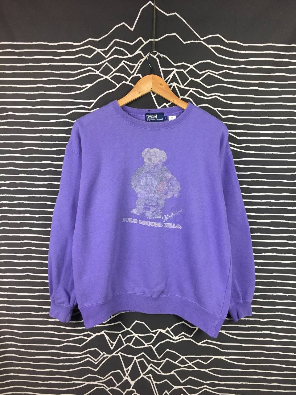 image of Polo Ralph Lauren x Vintage VTG Polo By Polo Ground Bear Sweatshirt in Purple, Men's (Size Medium)