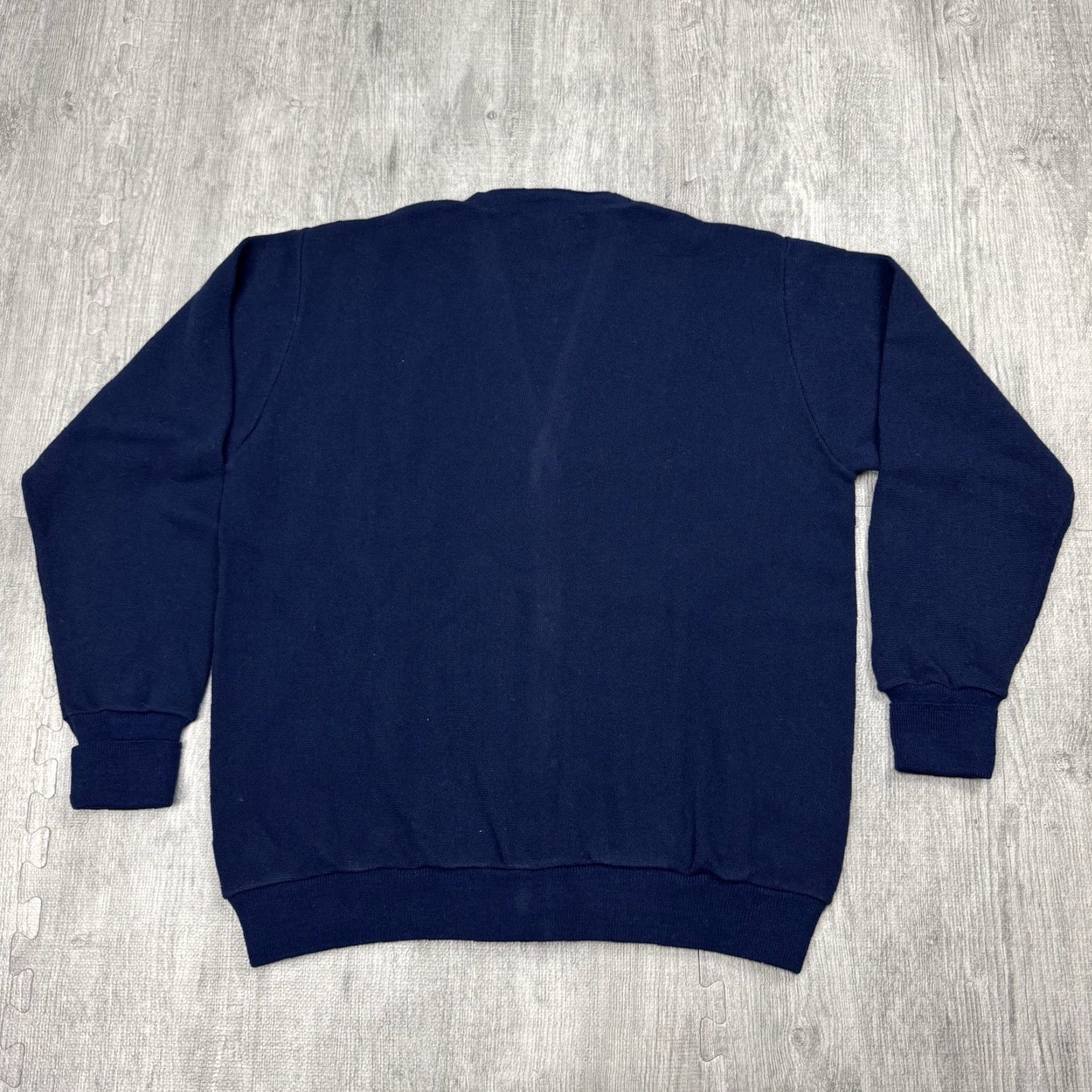 Geoffrey Beene VINTAGE Geoffrey Beene Men's Cardigan Sweater L Navy Blue 90s V-Neck Acrylic Button Front Solid Preppy Grunge USA Size US L / EU 52-54 / 3 - 5 Thumbnail