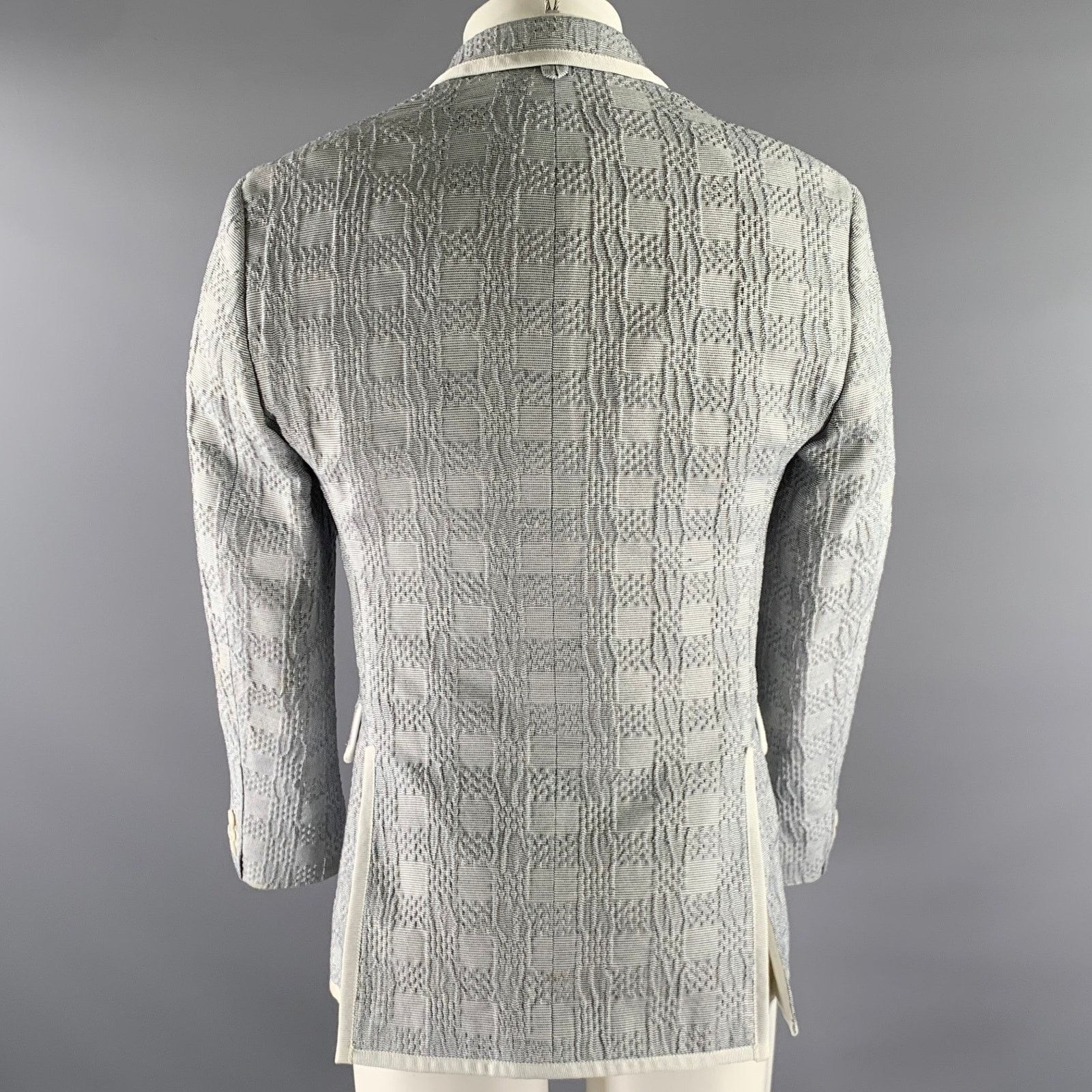Brooks Brothers Black Fleece BLACK FLEECE Size 40 White Navy Plaid Cotton Sport Coat Size US XXS / EU 40 - 4 Thumbnail