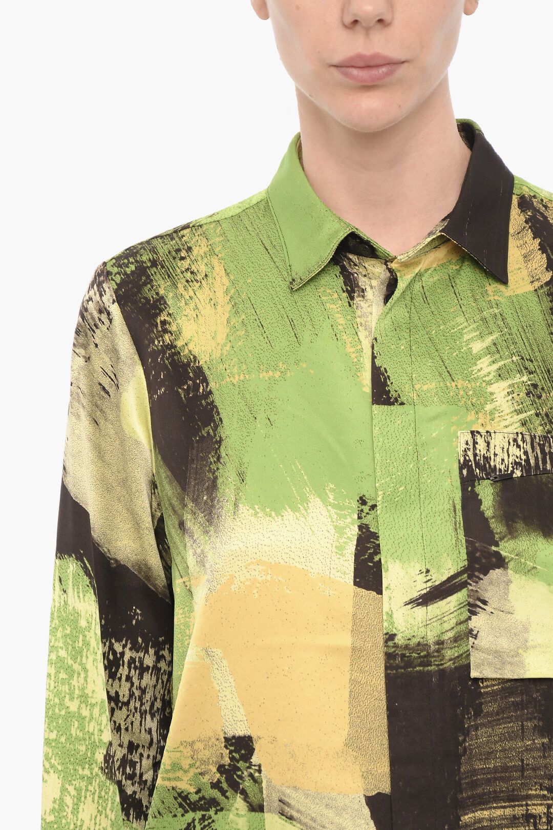 Y-3 × Yohji Yamamoto og1mm0824 Satin Overshirt with Breast Pocket in Multicolor Size XXS / US 00 / IT 34 - 3 Thumbnail