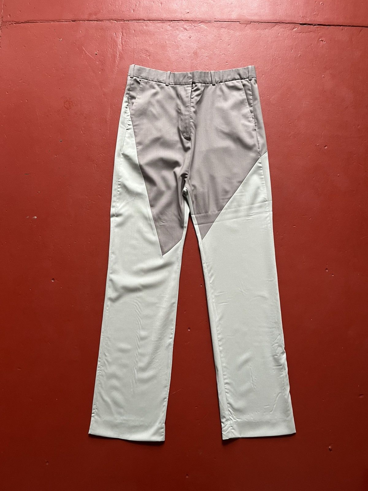 Acne Studios Acne Studios Fluid Wool Mix Patchwork StraightTrousers Pants Size 25" / US 0 / IT 36 - 1 Thumbnail