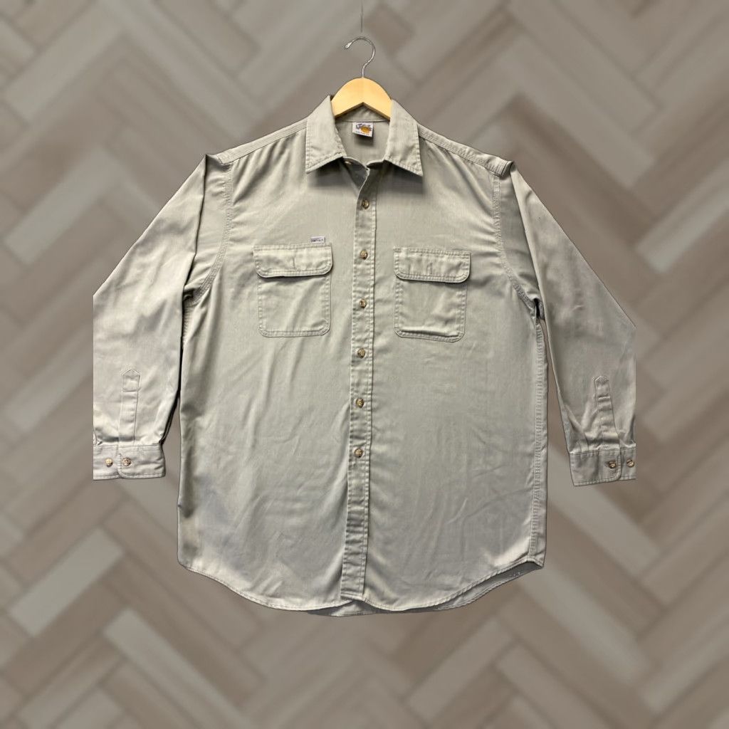 Carhartt Carhartt Men's Long Sleeve Shirt XL Grey Cotton Workwear Button-Up Collared Pockets Classic Size US XL / EU 56 / 4 - 1 Thumbnail
