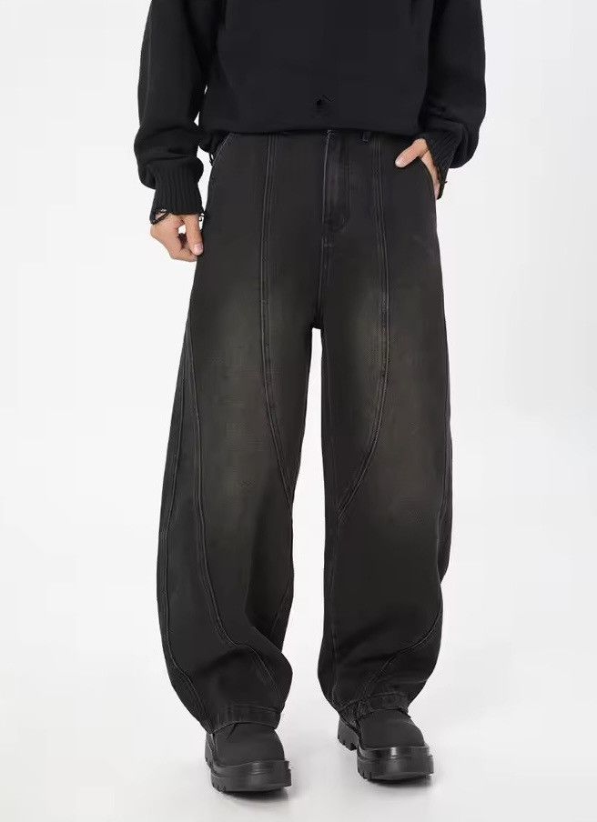 Japanese Brand Vintage Washed Black Micro Flare Straight Jeans Size US 29 - 2 Thumbnail