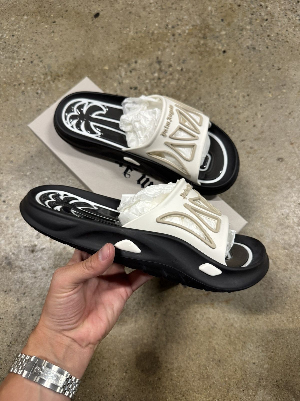 Palm Angels Rubber Slides New 450$ in Black, Men's (Size 10) — image 2 of 6