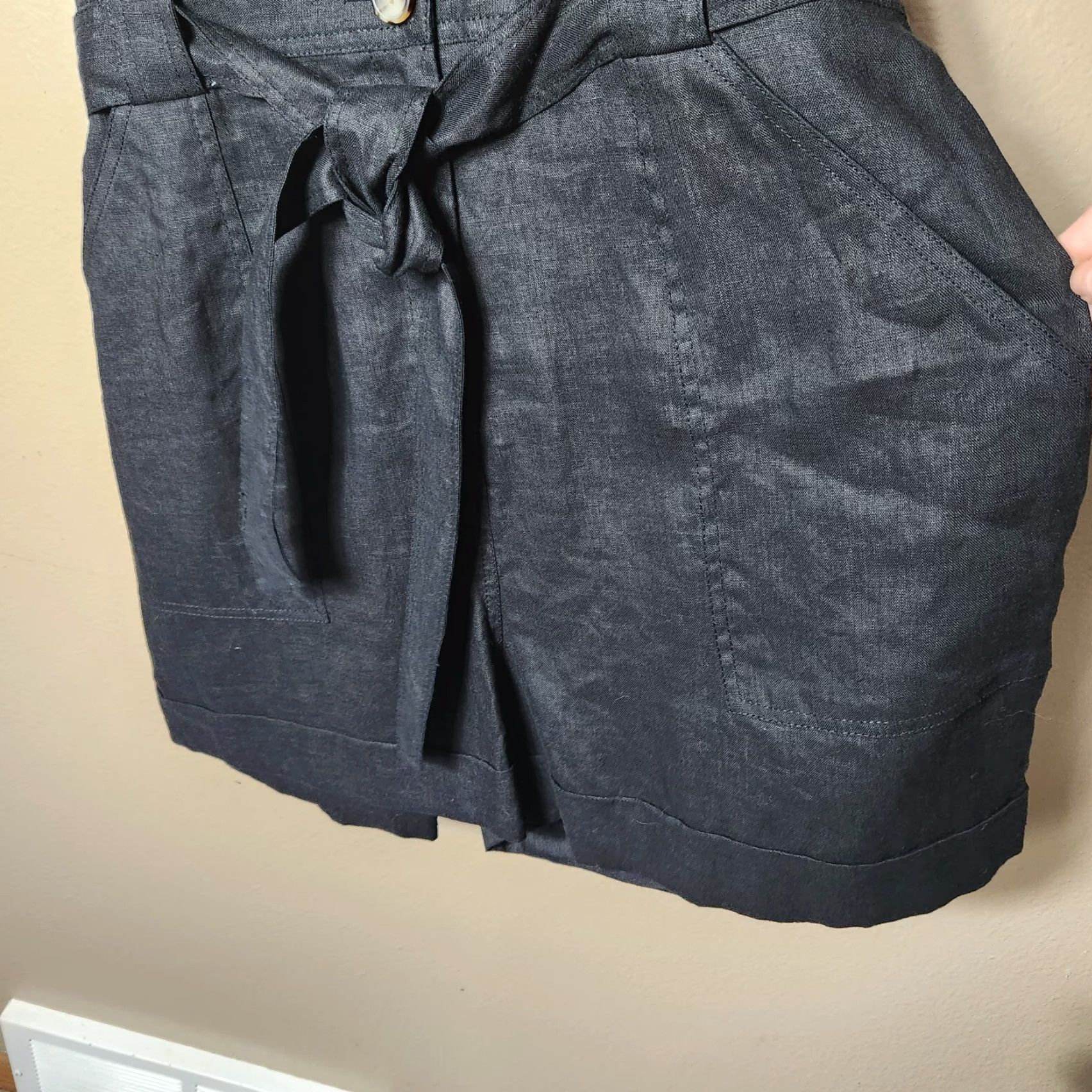 Whistles Whistles UK Black Linen Button Detail Playsuit Romper Tie Belt-Size 12 US NWT Womens Casual Beach 12 Black Whistles Size 34" / US 12 / IT 48 - 4 Thumbnail