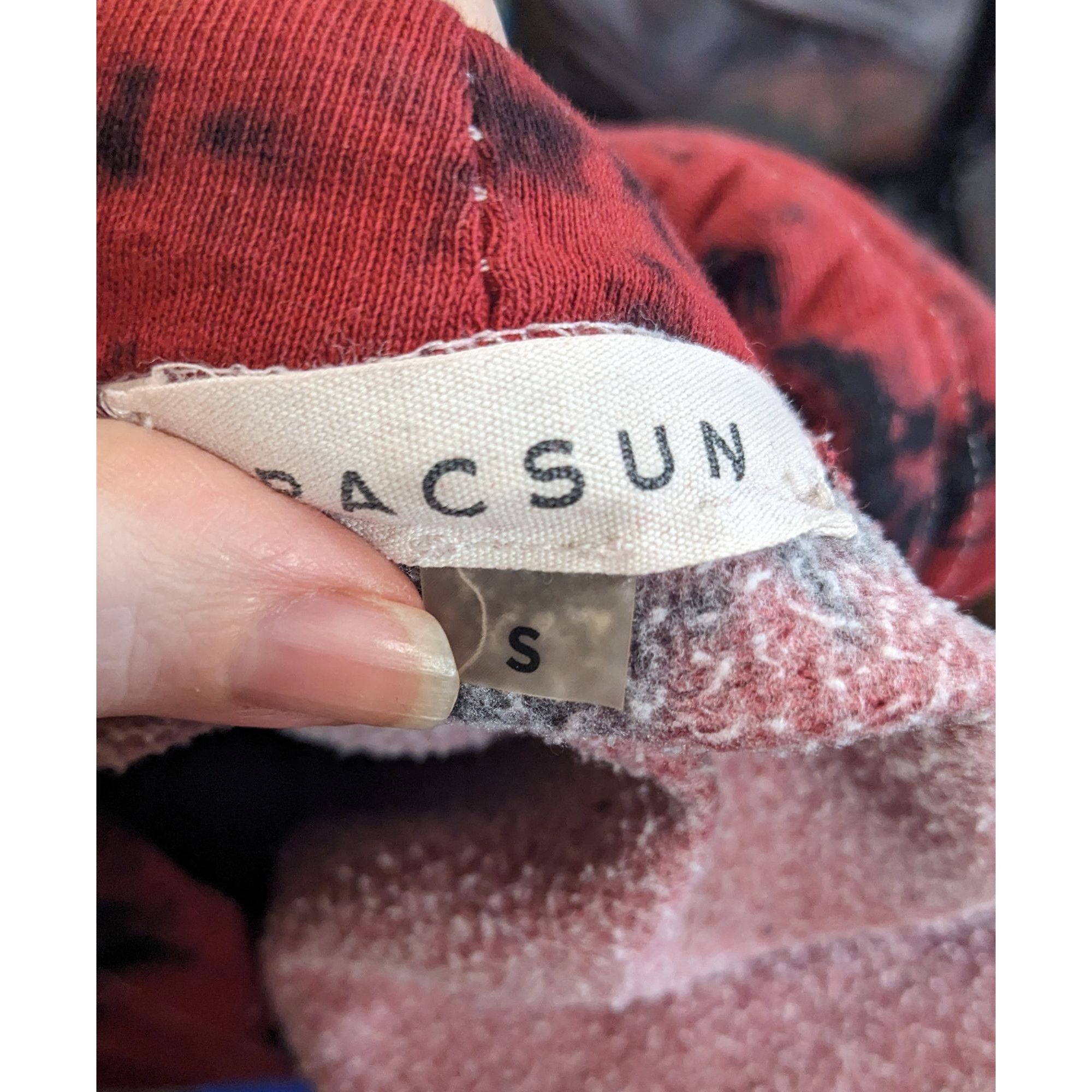 Pacsun PacSun Womens Tie-Dye Hoodie Dreams Print Red & Black Size S Size S / US 4 / IT 40 - 3 Thumbnail