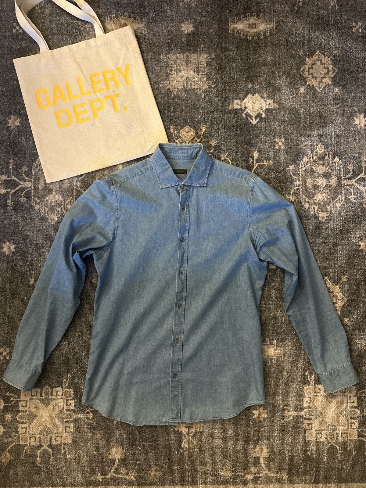 ermenegildo zegna ♫ ラムウール混 L シャツ ヘリンボーン