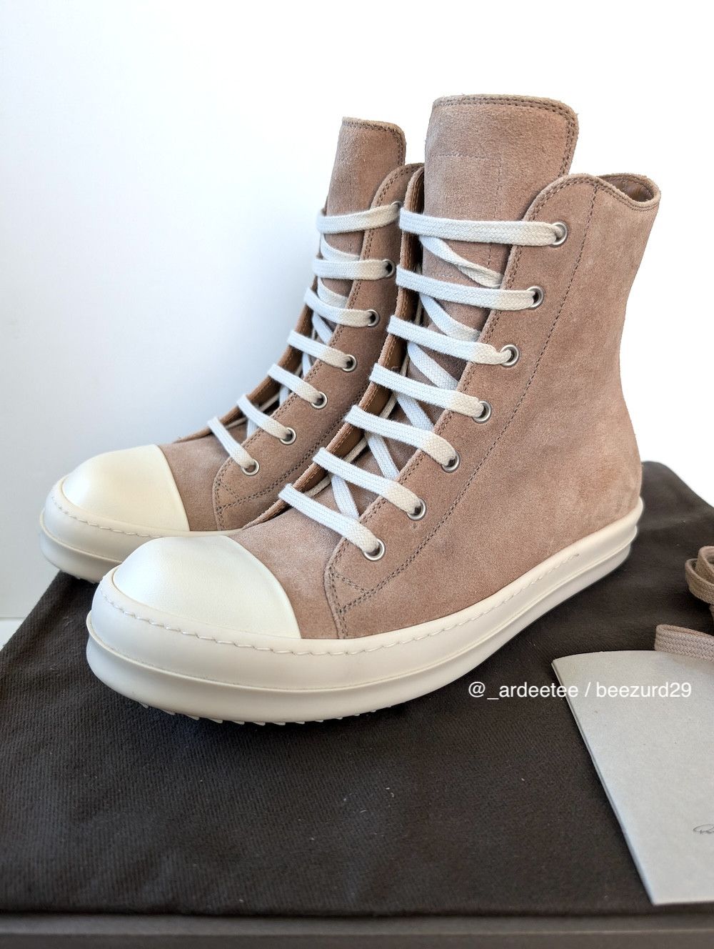 Rick Owens 💥1/1 UNRELEASED DARKFLESH LEATHER HIGH RAMONES Size US 9 / EU 42 - 2 Thumbnail