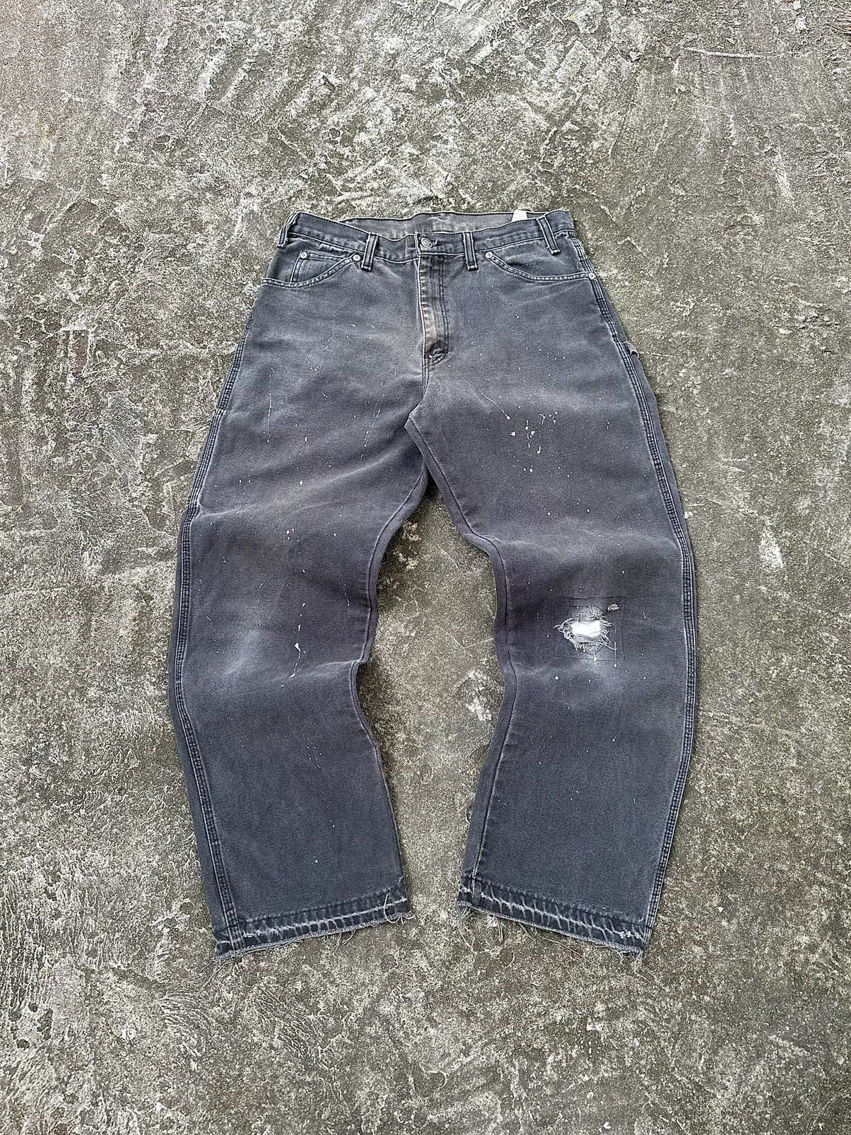 Carhartt (34x30.5) Crazy Distressed Dickies Carpenter Faded Black Size US 34 / EU 50 - 1 Thumbnail