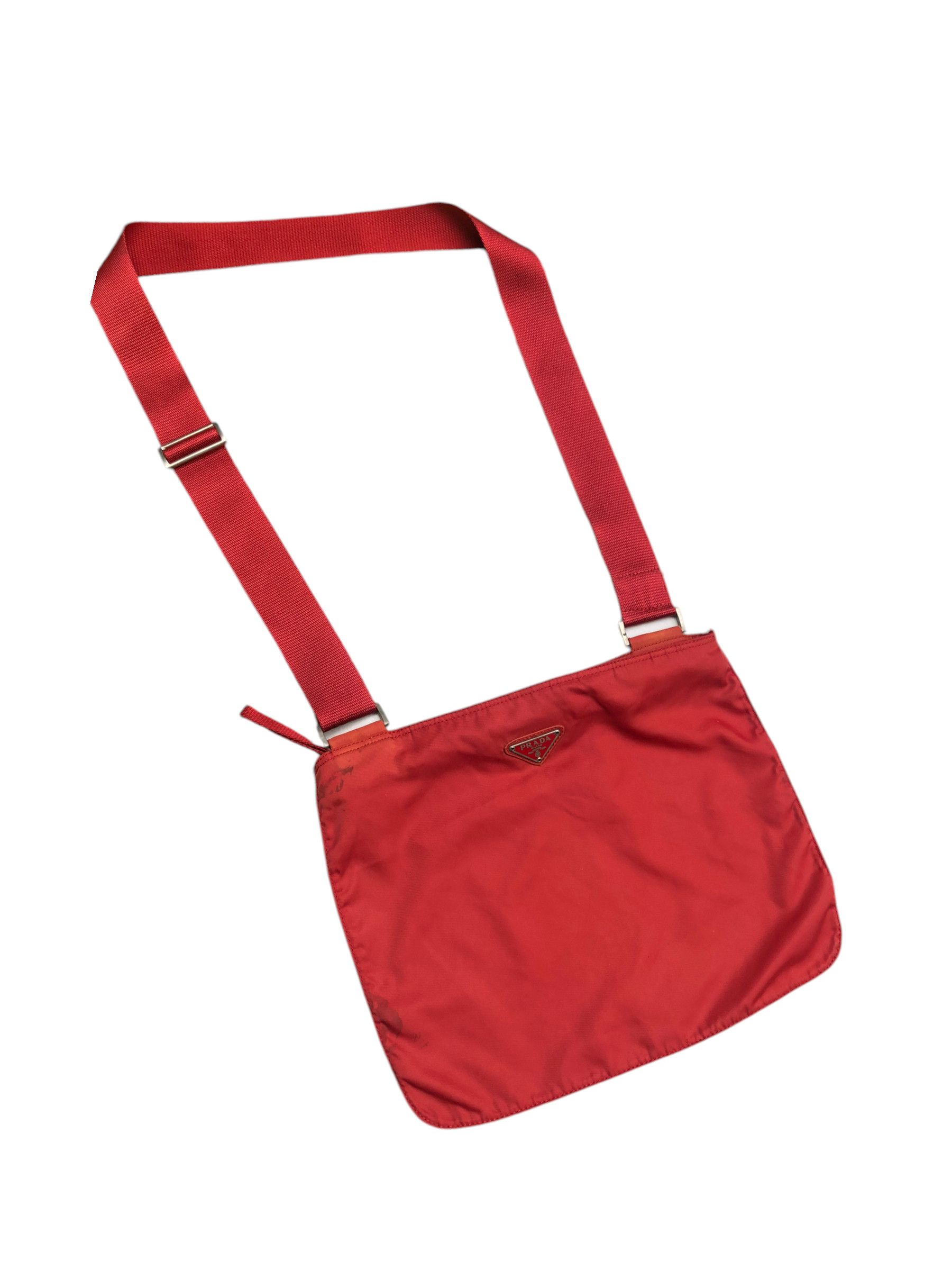 Prada 🔥Authentic PRADA Vintage Red Tessuto Crossbody Bag Size ONE SIZE - 1 Thumbnail