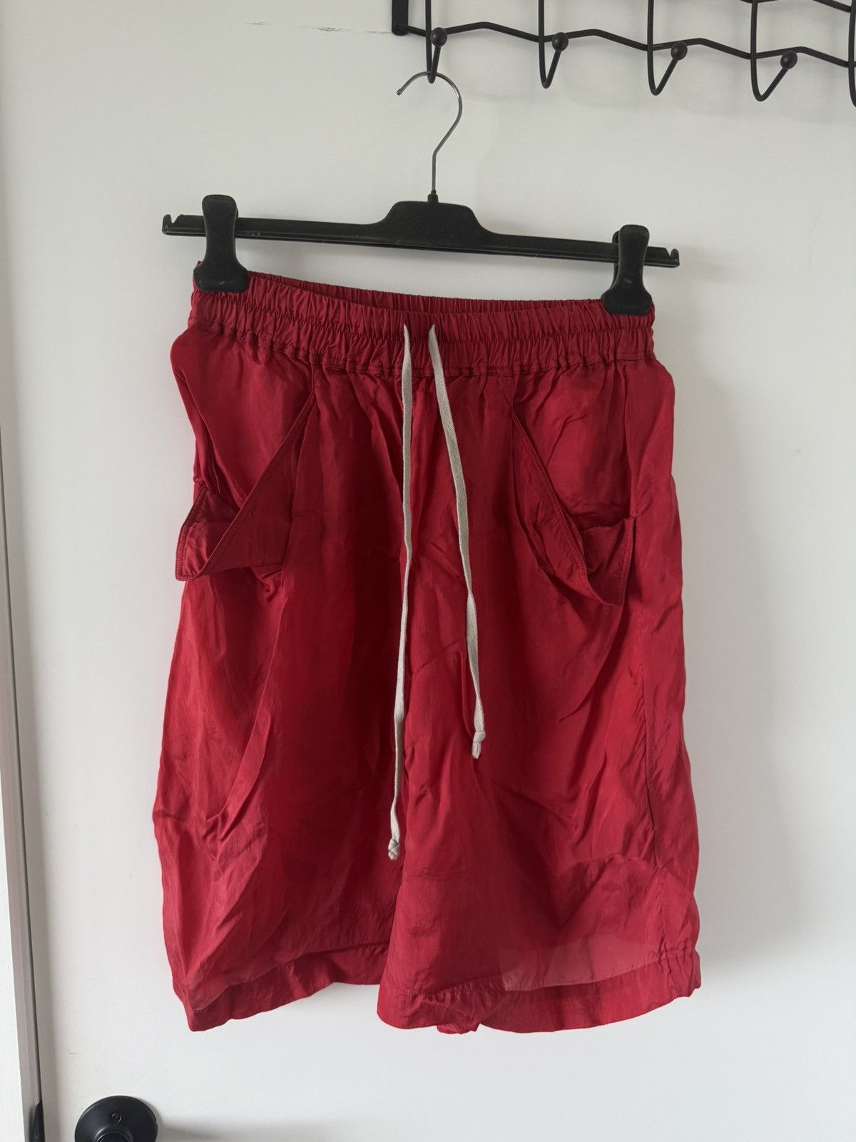 Pre-owned Rick Owens Red Lido Pocket Detailed Shorts