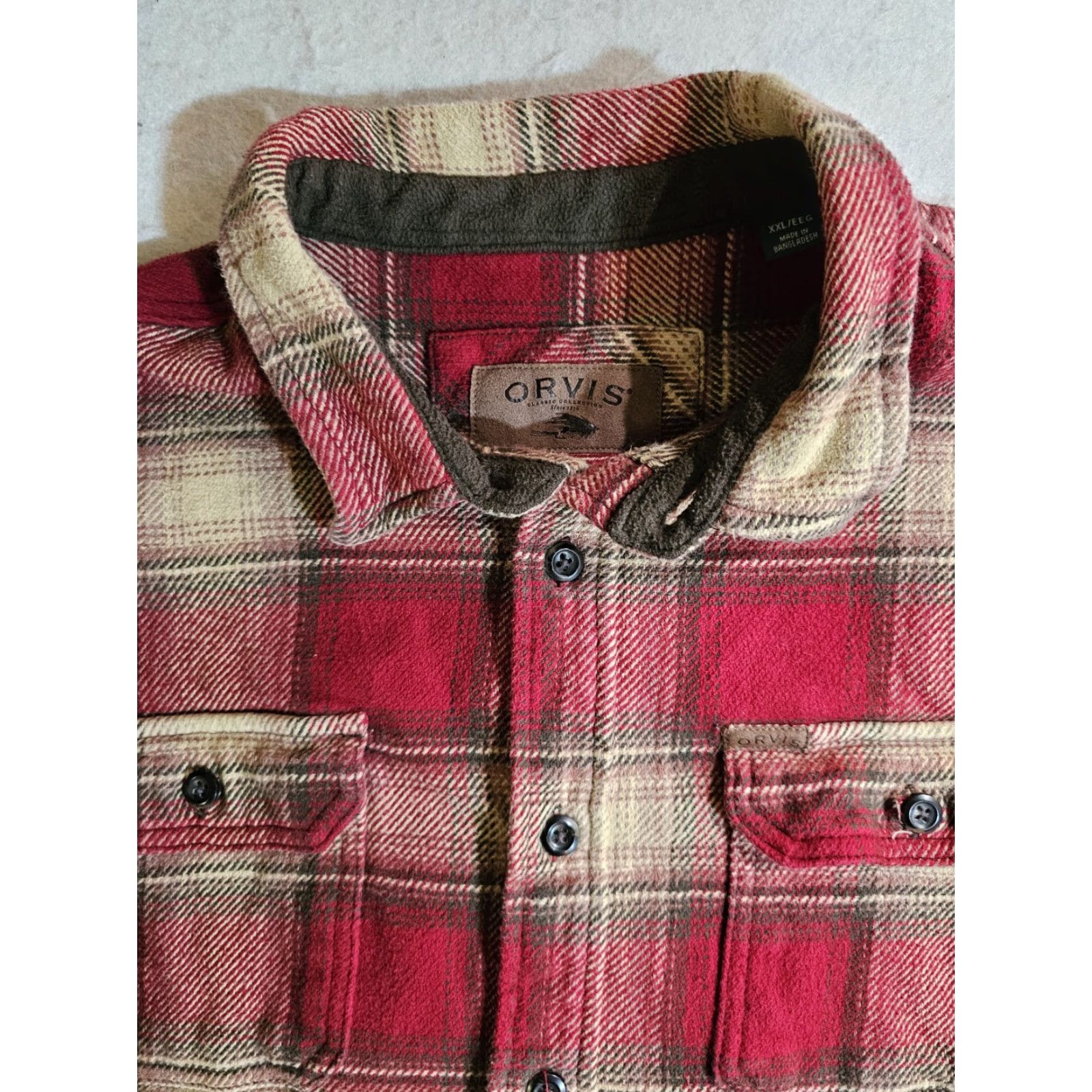 Orvis VINTAGE Orvis Big Bear Heavy Weight Plaid Long Sleeve Button Up Flannel Mens XXL Red Size US XXL / EU 58 / 5 - 3 Thumbnail