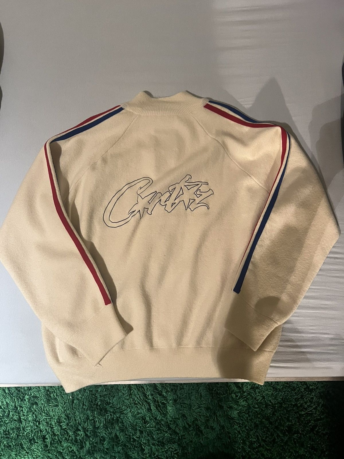 Corteiz Corteiz Knit Zip Up Fleece Cream | Grailed