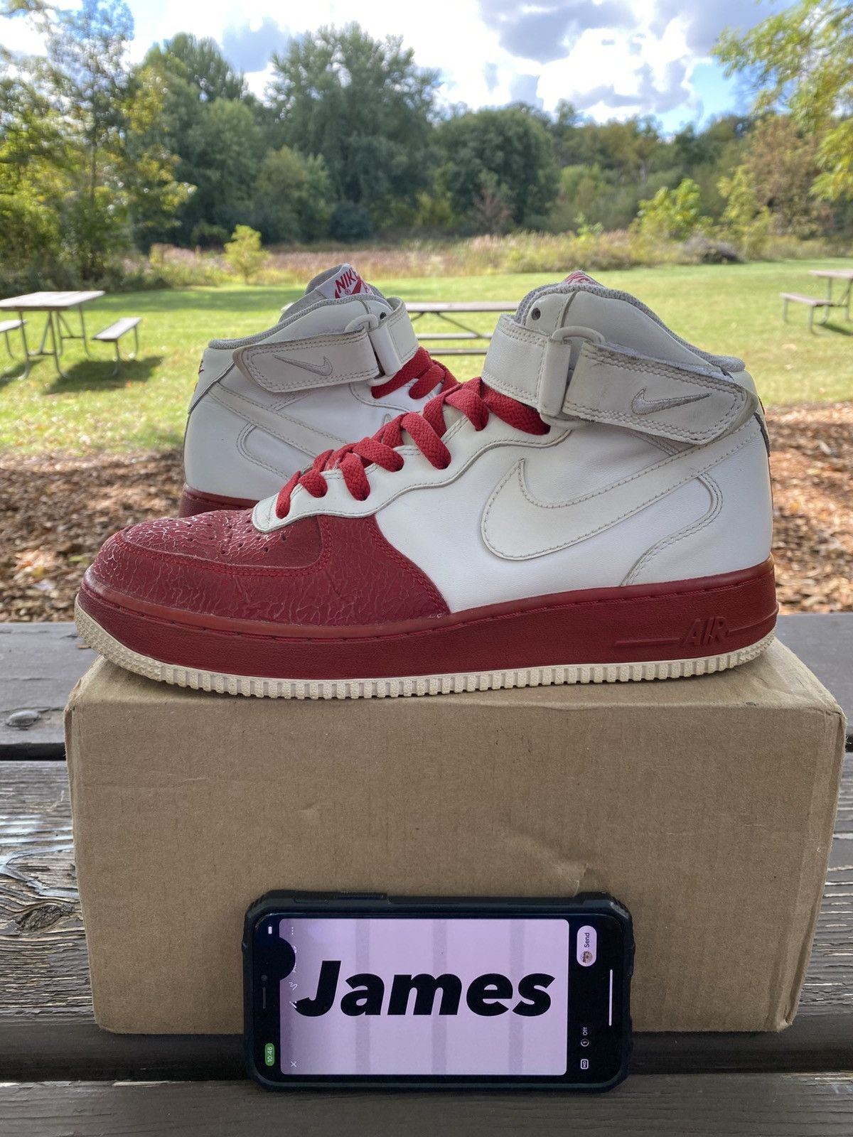 Nike Nike Air Force 1 Mid 07 White Varsity Red 315123113 Size 8.5 Size US 8.5 / EU 41-42 - 1 Thumbnail