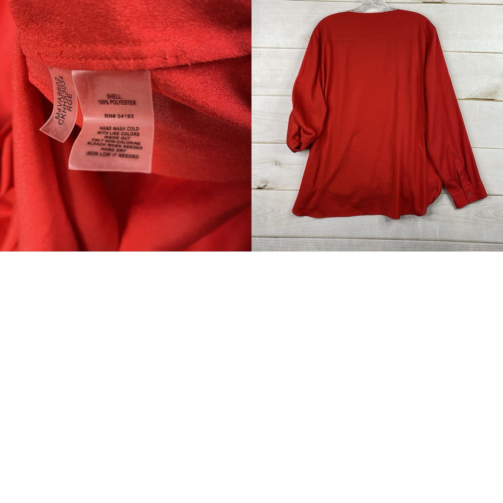 Calvin Klein Calvin Klein Womens Top XL Red Roll Tab Sleeve Surplice Tank Zipper Blouse Straighten: Professional, Classic, Designer, Business, Casual Size XL / US 12-14 / IT 48-50 - 8 Thumbnail