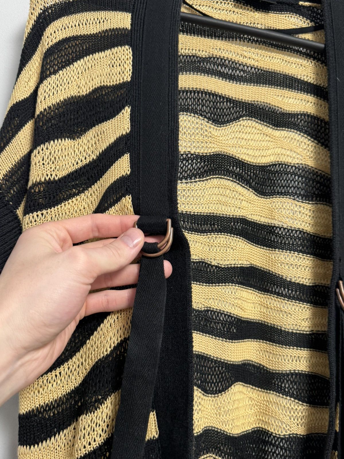 Diesel DIESEL Brand Black Beige Stripe Knit Sweater Cardigan Bolero Size XS / US 0-2 / IT 36-38 - 18 Thumbnail