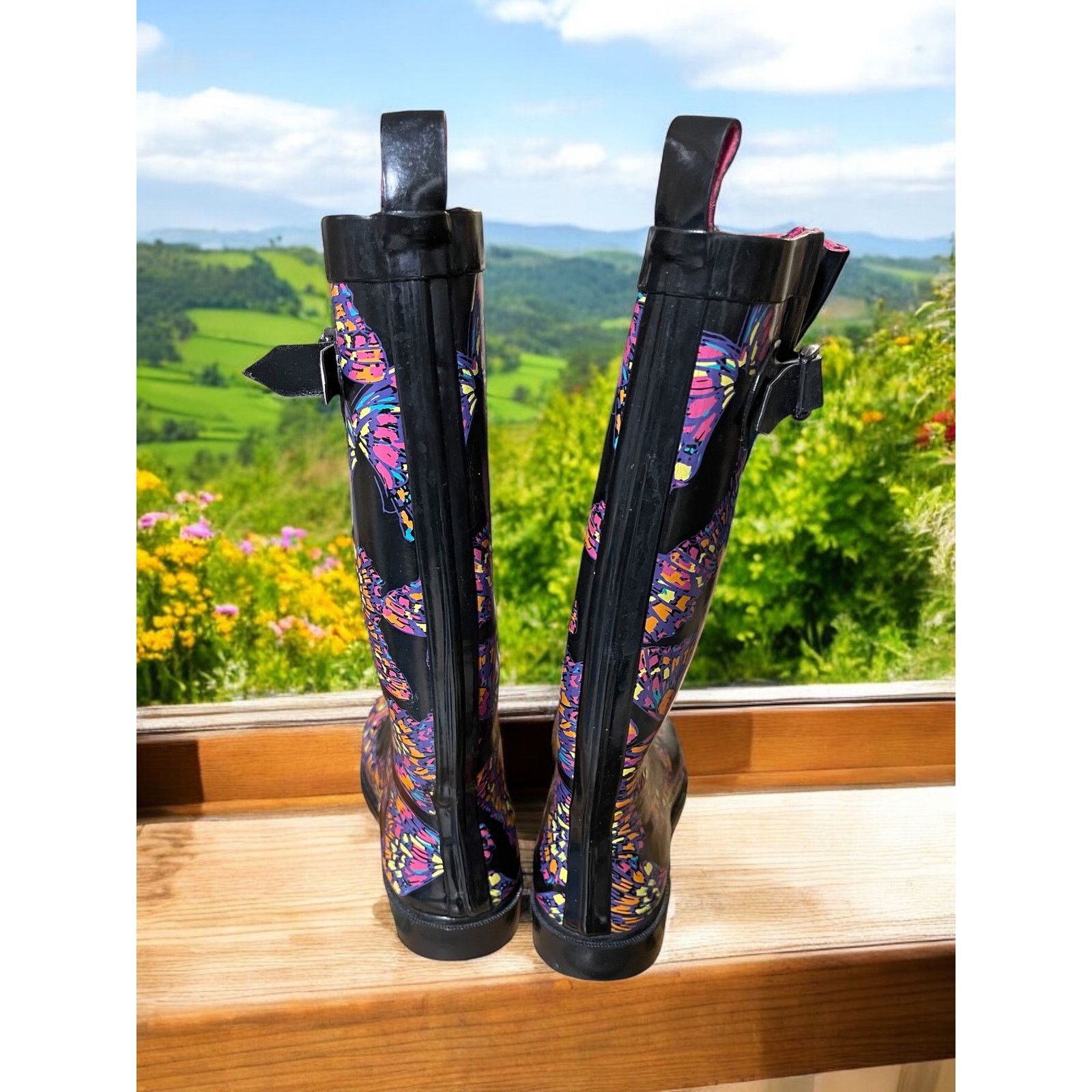Unknown London CAPELLI Multi Colored Rubber Rain Garden Fashion Boots Sz 8 Size US 8 / IT 38 - 4 Thumbnail