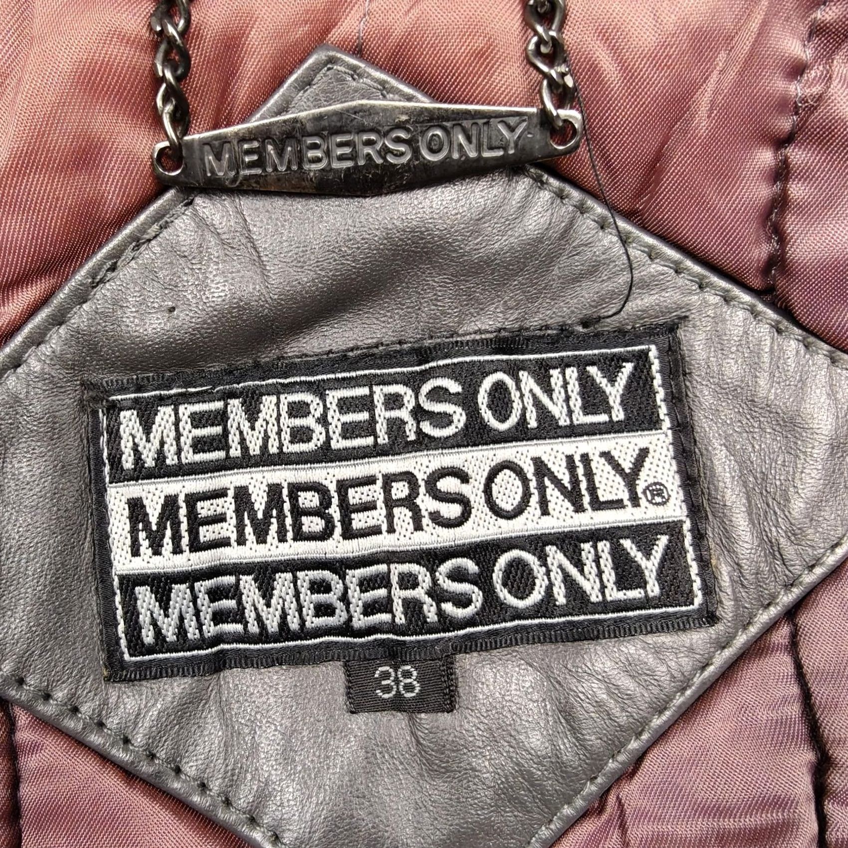 Members Only VINTAGE Members Only Jacket Mens 38 Gray Leather Bomber Full Zip Pockets 80s Size US XXS / EU 40 - 5 Thumbnail