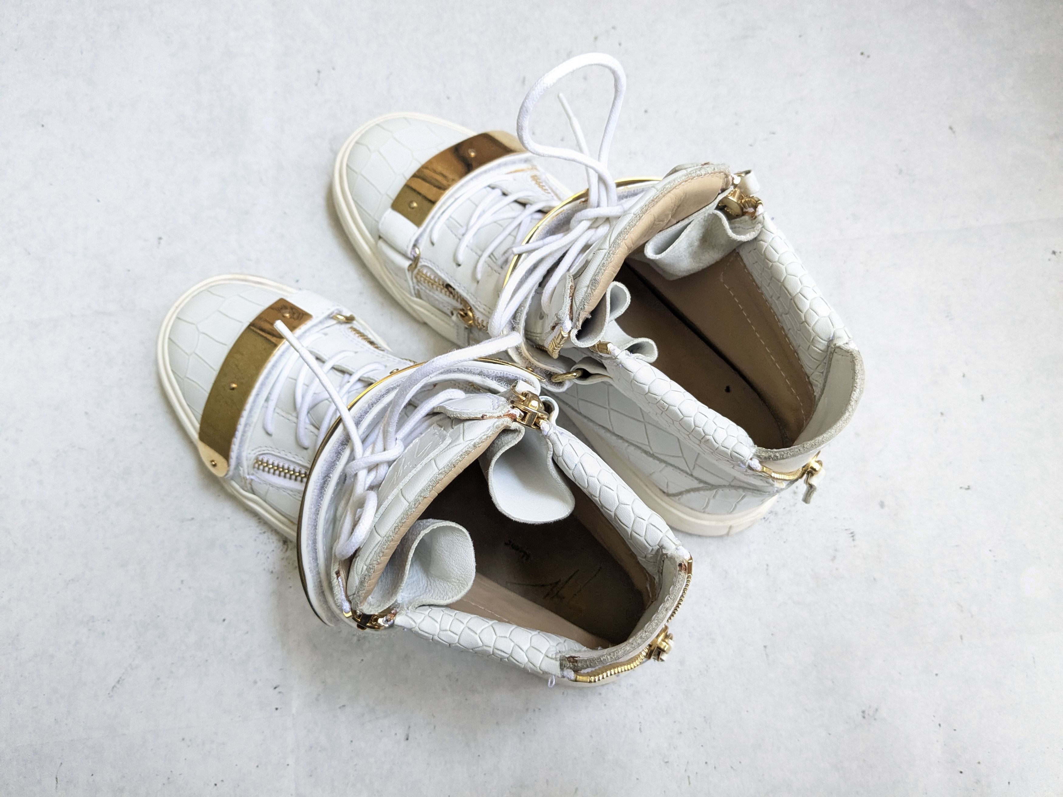Giuseppe Zanotti Giuseppe Zanotti Sneakers White Gold 10 43 High Tops Size US 10 / EU 43 - 14 Thumbnail