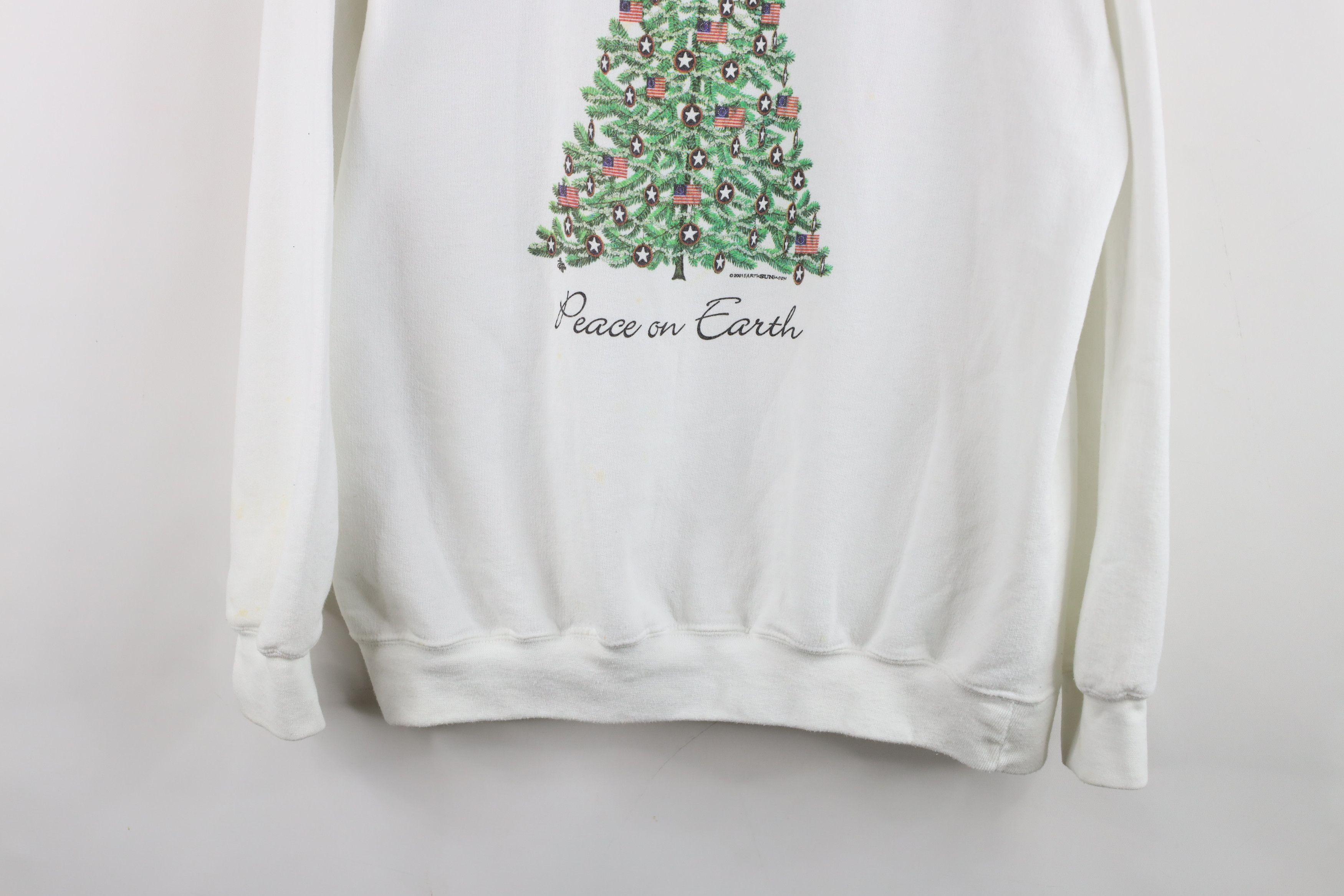 Vintage Vintage Y2K 2001 Peace On Earth Christmas Tree Sweatshirt Size M / US 6-8 / IT 42-44 - 3 Thumbnail