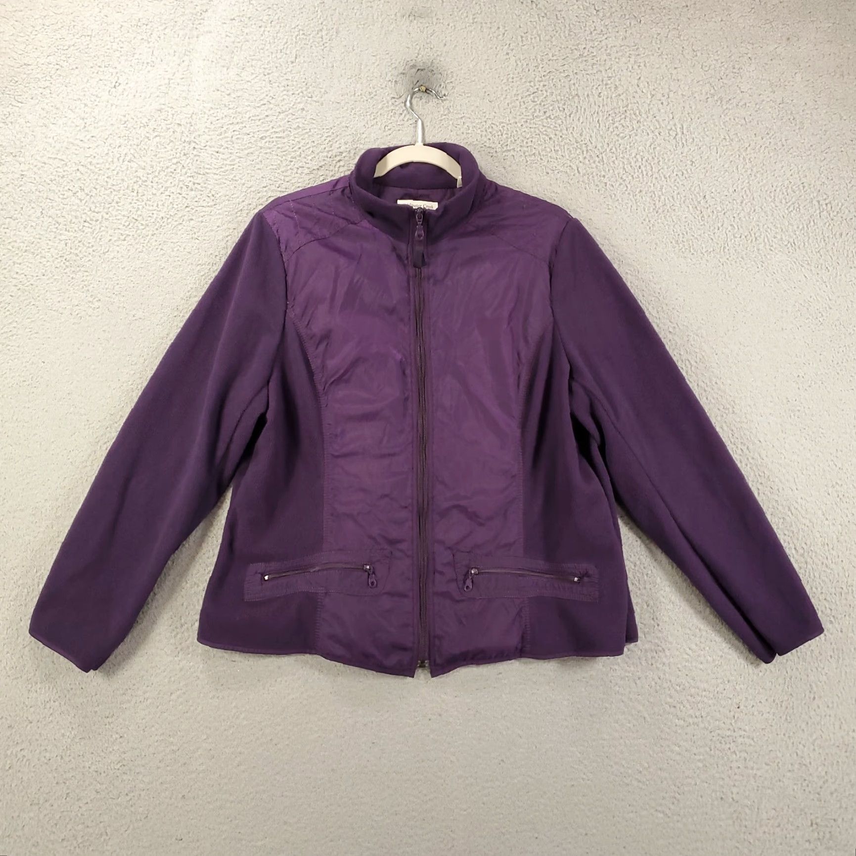 Coldwater Creek Coldwater Creek Jacket Womens XL Full Zip Fleece Knit Nylon Purple Long Sleeve Basic Jacket Regular Size: XL Size XL / US 12-14 / IT 48-50 - 2 Thumbnail
