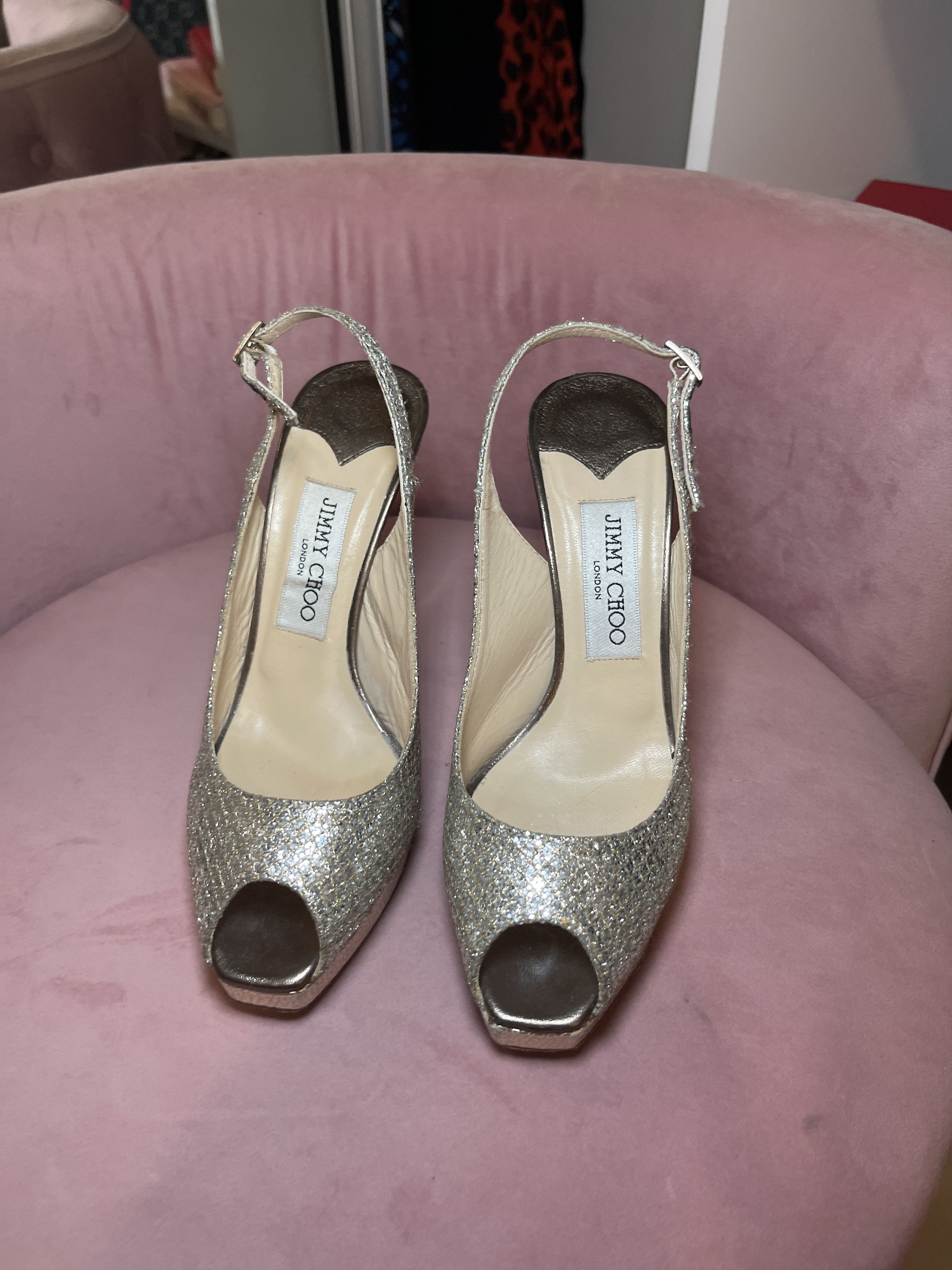Jimmy Choo jimmy choo gold sparkle heel size 36.5 / 6.5 Size US 6.5 / IT 36.5 - 1 Thumbnail