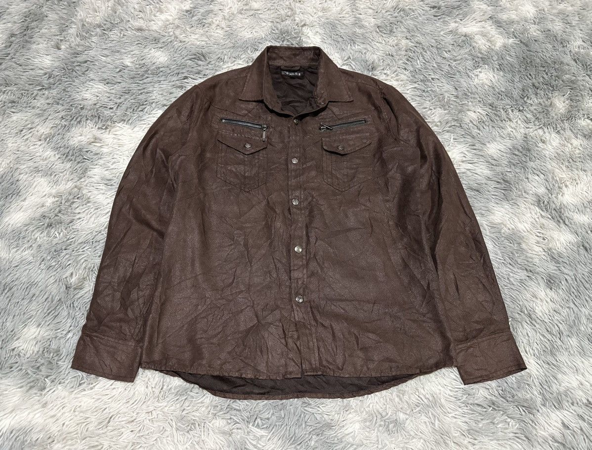 If Six Was Nine 🔥Sick Y2K Omkoe Waxed Suede Western Shirt ZipperGoth Punk Size US L / EU 52-54 / 3 - 1 Thumbnail