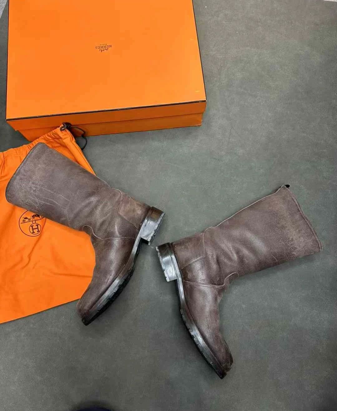 Hermes Hermes Knee-High Vintage Distressed Lambskin Boots 9 Size US 9 / EU 42 - 2 Thumbnail