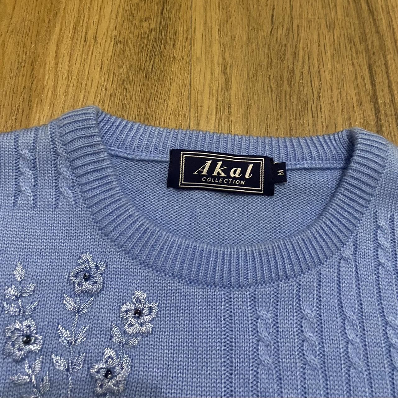 Other Blue knit jumper with silver beading #knitwear Flowers Size US M / EU 48-50 / 2 - 4 Thumbnail