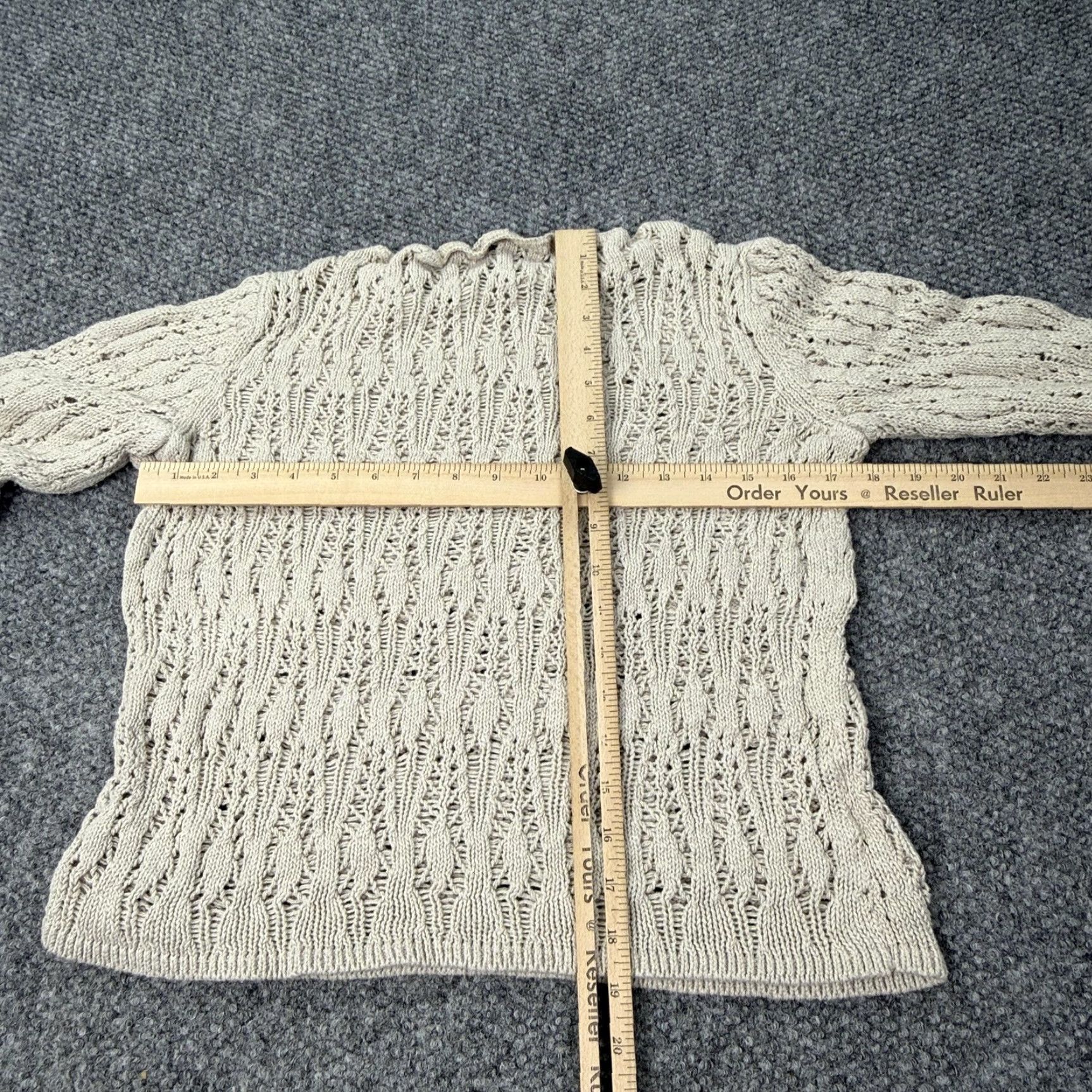Ann Taylor Ann Taylor Sweater Womens Medium Beige Linen Cotton Open Knit Pullover Crew Neck Long Sleeve All Seasons Lightweight Made USA Size M / US 6-8 / IT 42-44 - 6 Thumbnail