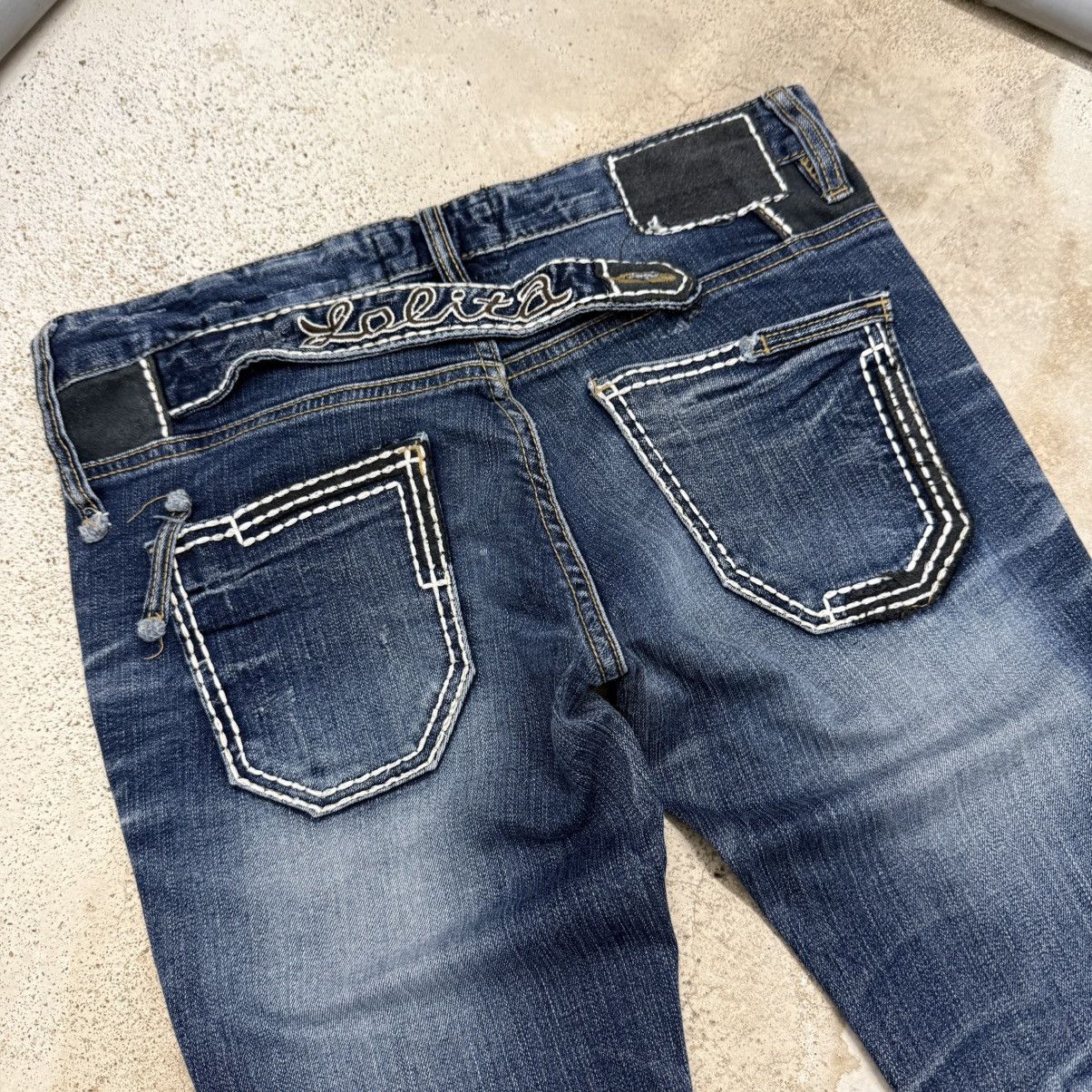 Japanese Brand Lolita Slim Fit Whisker Distressed Stretch Denim Pants Size 27" / US 4 / IT 40 - 10 Thumbnail