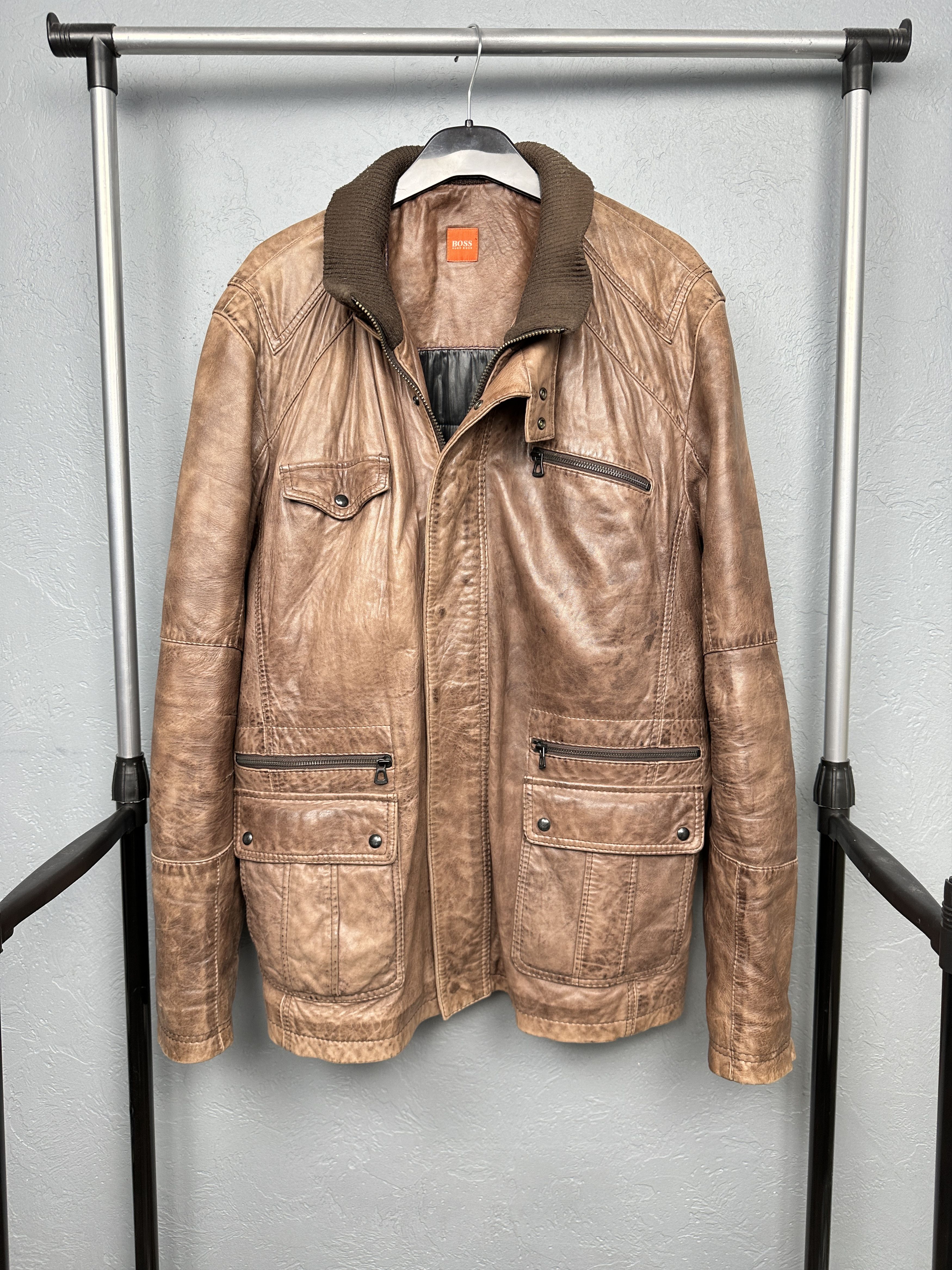 Hugo Boss Hugo Boss Orange Vintage Mens Leather Jacket Size US XL / EU 56 / 4 - 1 Thumbnail