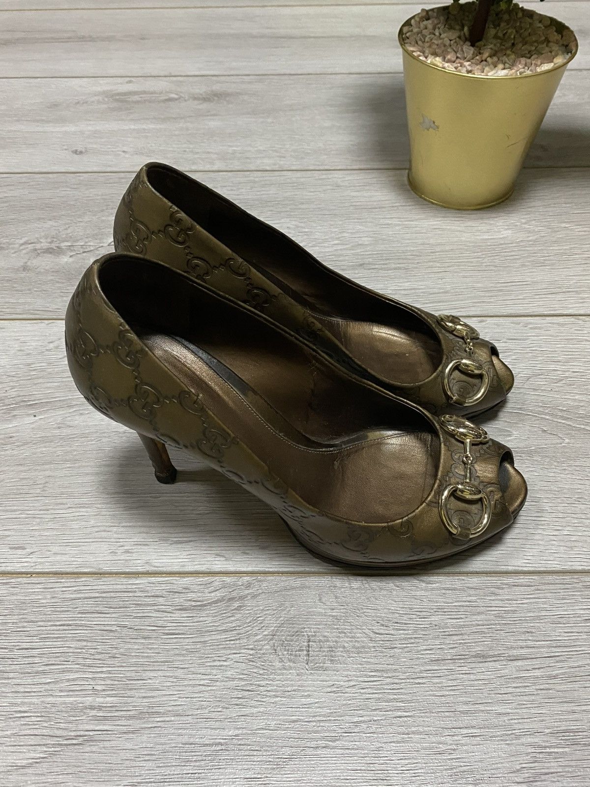 Gucci Gucci horse-bit monogram GG leather heels shoes Size US 8 / IT 38 - 3 Thumbnail