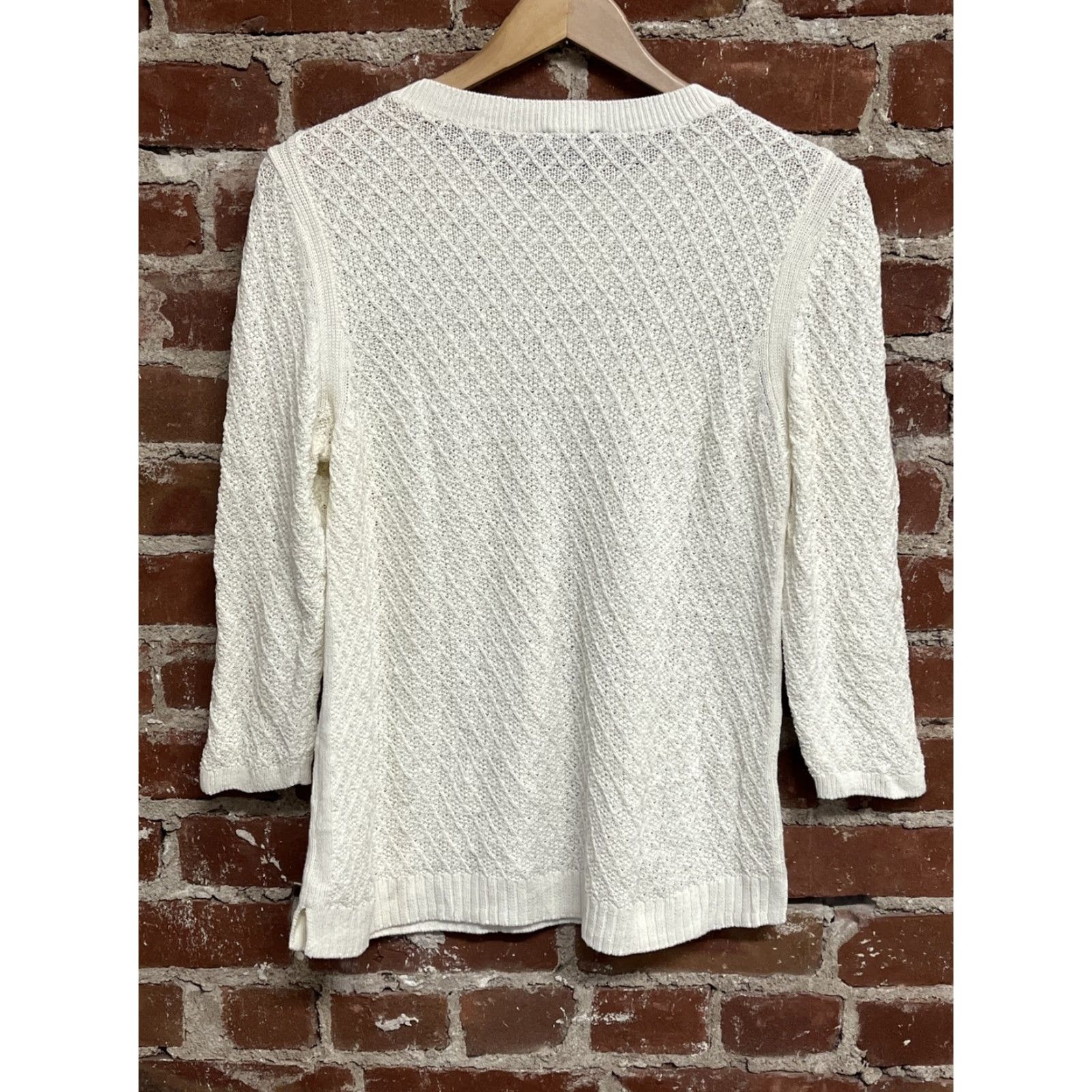 Talbots VINTAGE Talbots Womens White Knitted Pullover 3/4 Sleeve Sweater Size Medium Size M / US 6-8 / IT 42-44 - 2 Thumbnail