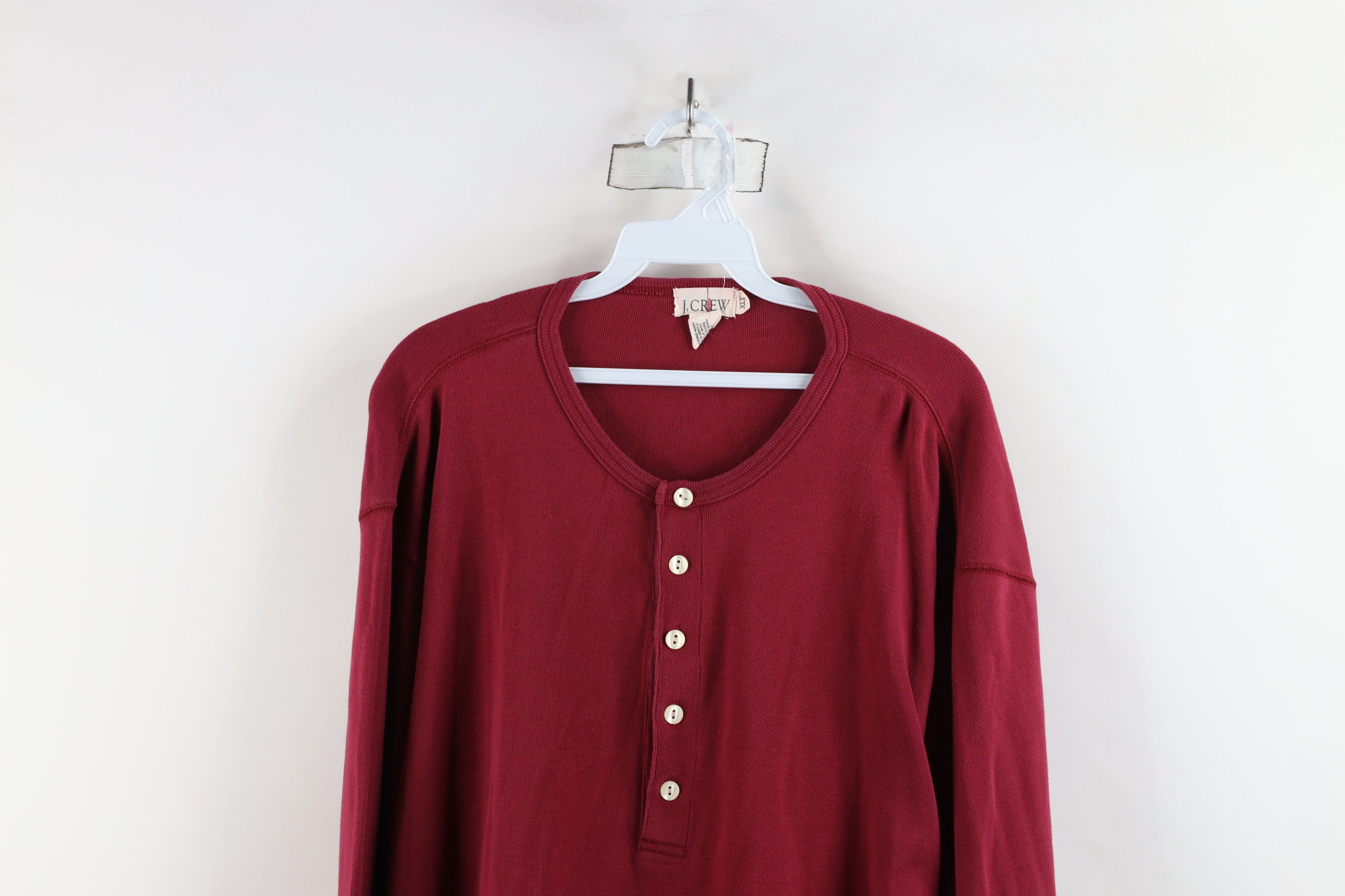 J.Crew × Vintage Vintage 90s J Crew Ribbed Knit Long Sleeve Henley T-Shirt Size US XL / EU 56 / 4 - 2 Thumbnail