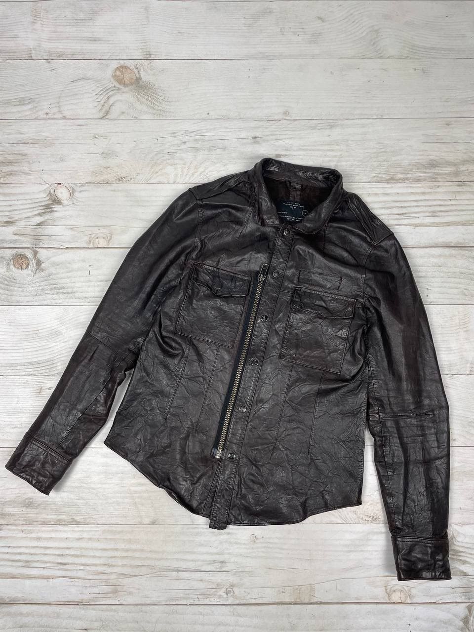 Allsaints Allsaints Enemy Leather Shirt Jacket Brown Men Size M Size US M / EU 48-50 / 2 - 1 Thumbnail