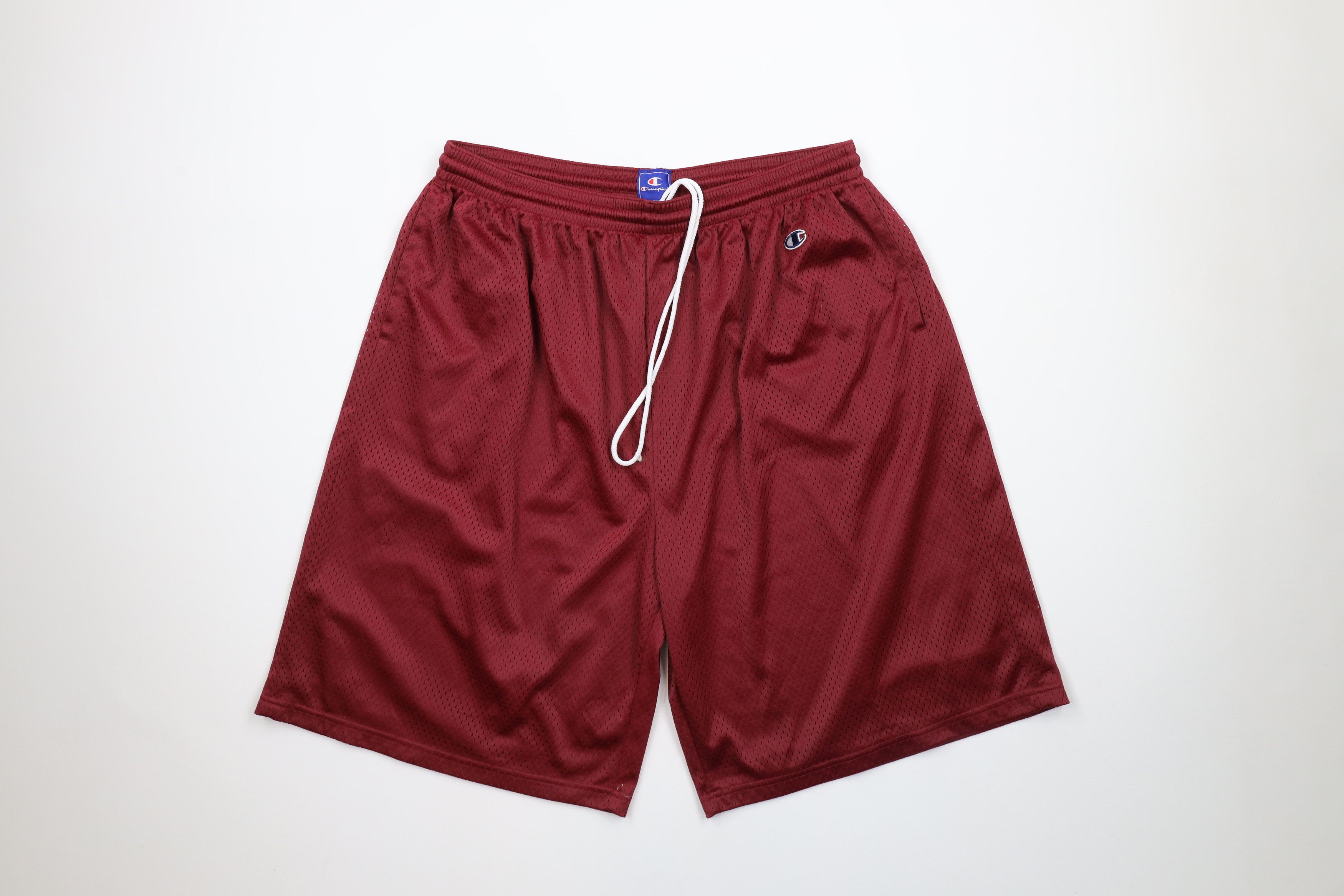 Vintage Champion Logo Mesh Gym Basketball Shorts Red