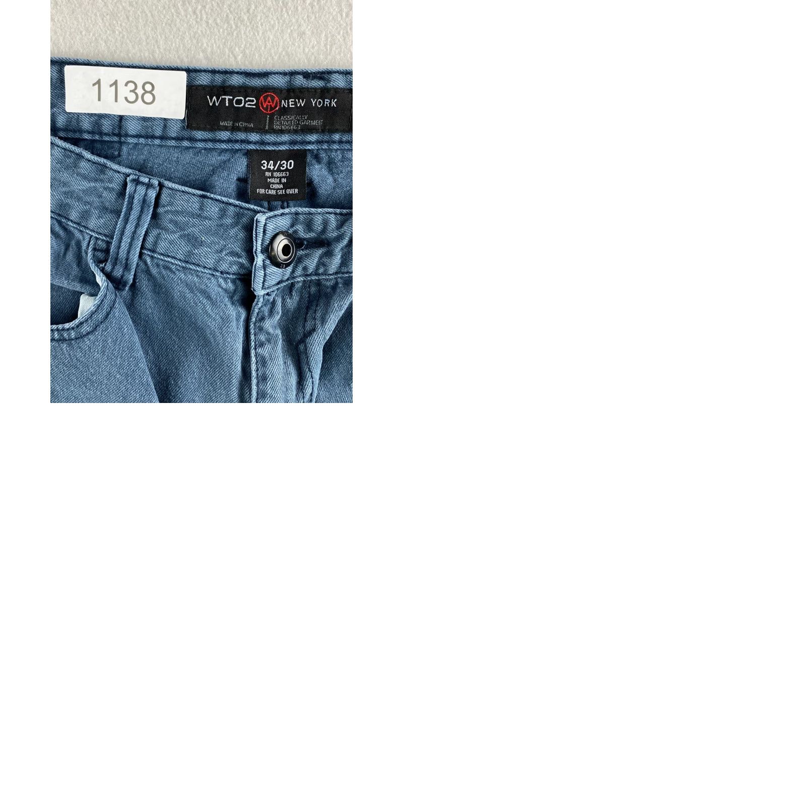 Denime WT02 Jeans Mens 34 x 30 Relaxed Straight Leg Denim 100% Cotton Blue Jeans Mens Regular 34 Blue Modern Vintage: No Size US 34 / EU 50 - 9 Thumbnail