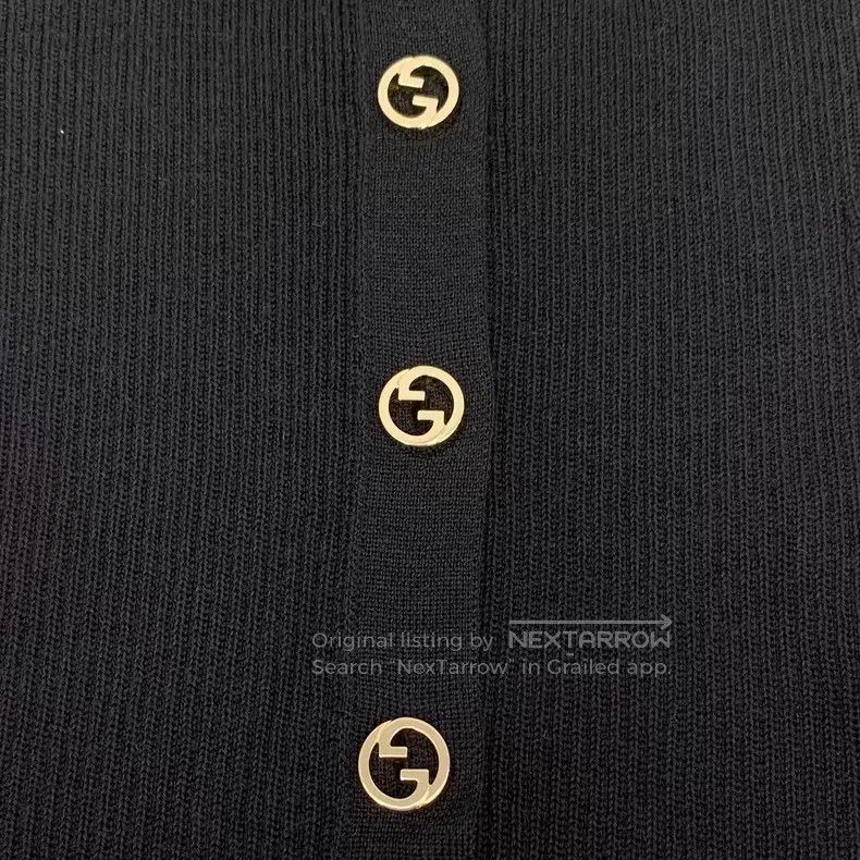 Gucci Gucci 24 black wool single-breasted long-sleeved knitted c Size L / US 10 / IT 46 - 6 Thumbnail