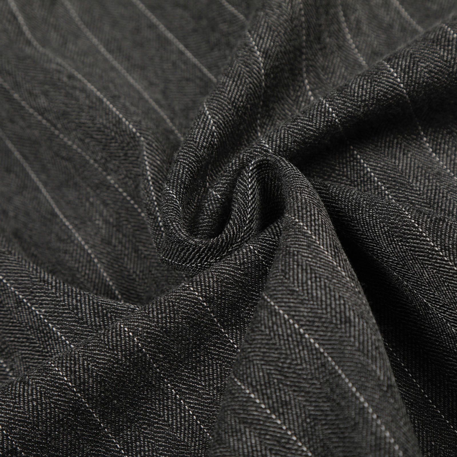 Vintage Dark Gray Pinstripe Track Jacket with Stripe Trim Size US M / EU 48-50 / 2 - 2 Thumbnail